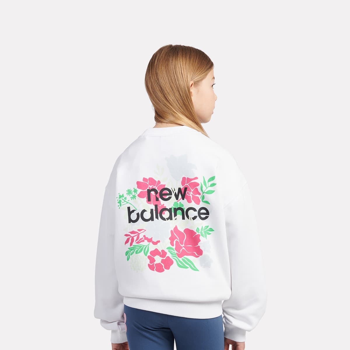 Stacked Floral Back Graphic French Terry Crew