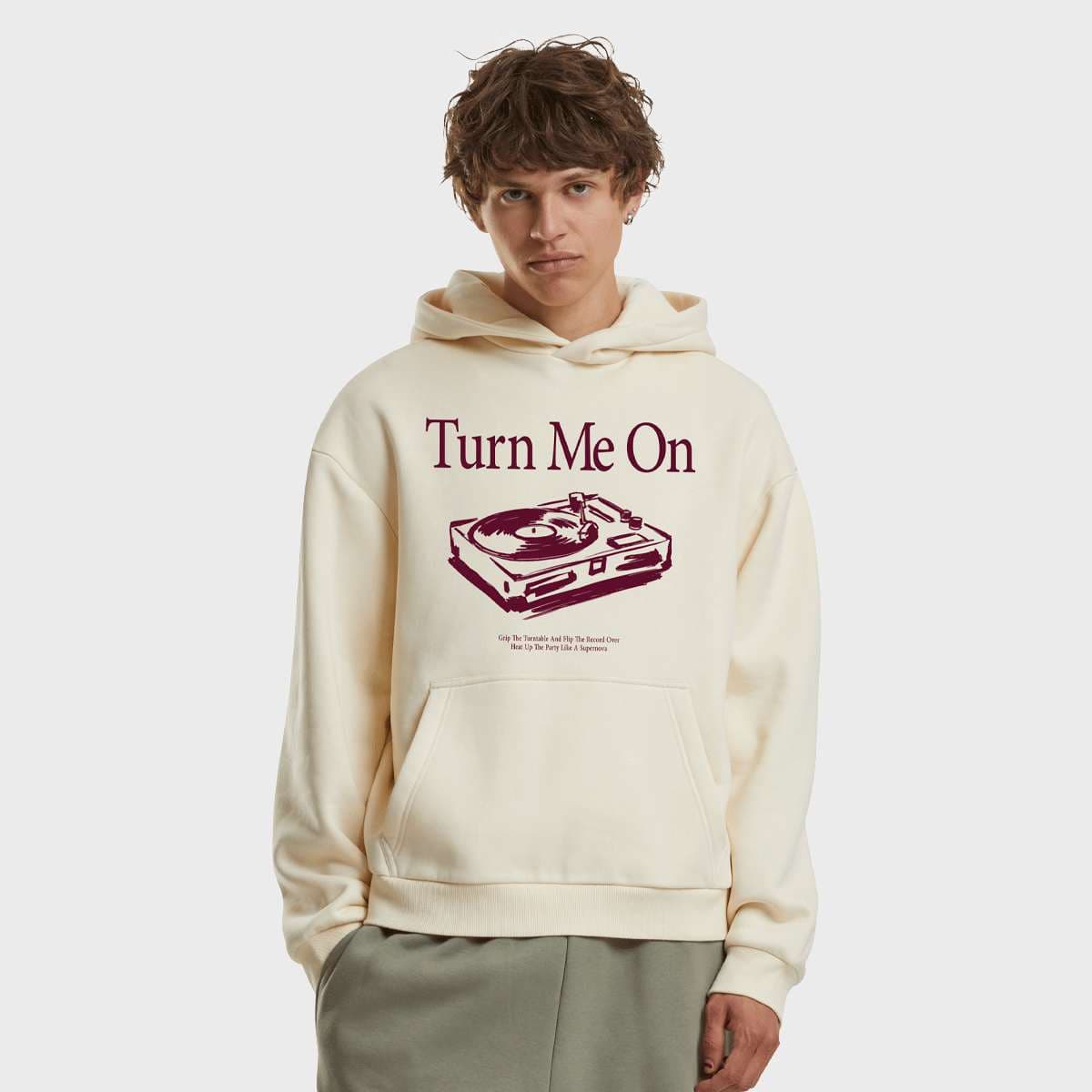 Turn Me On Record Player Fluffy Hoody E