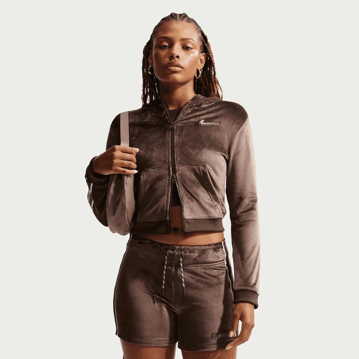 Sportswear Trend Velour Full-Zip Hoodie