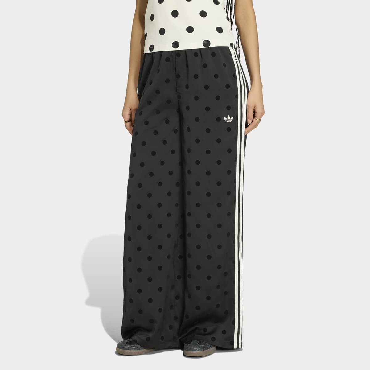 Satin Polka Dots Wide Leg Pants