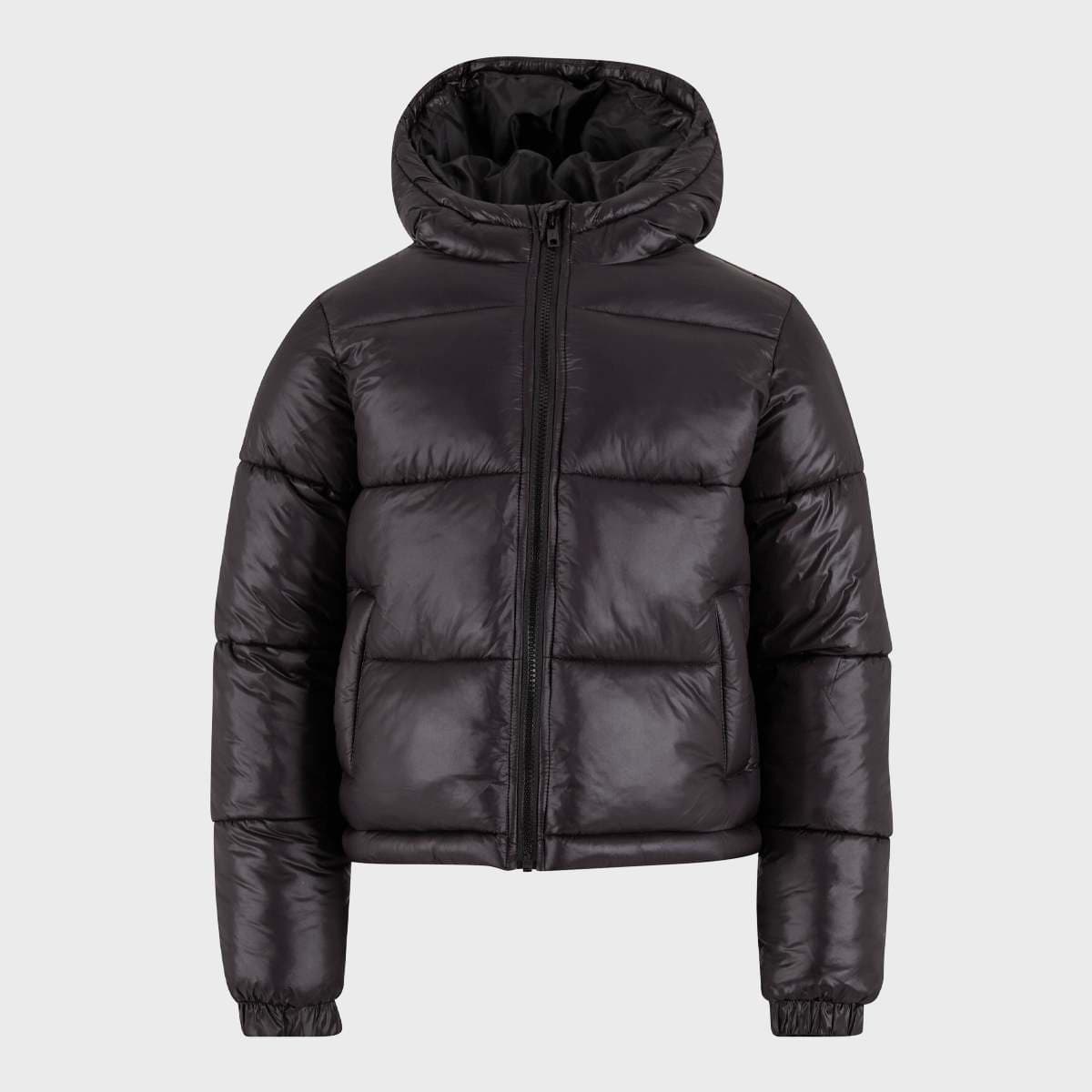 Boys Shiny Puffer Jacket With Hood