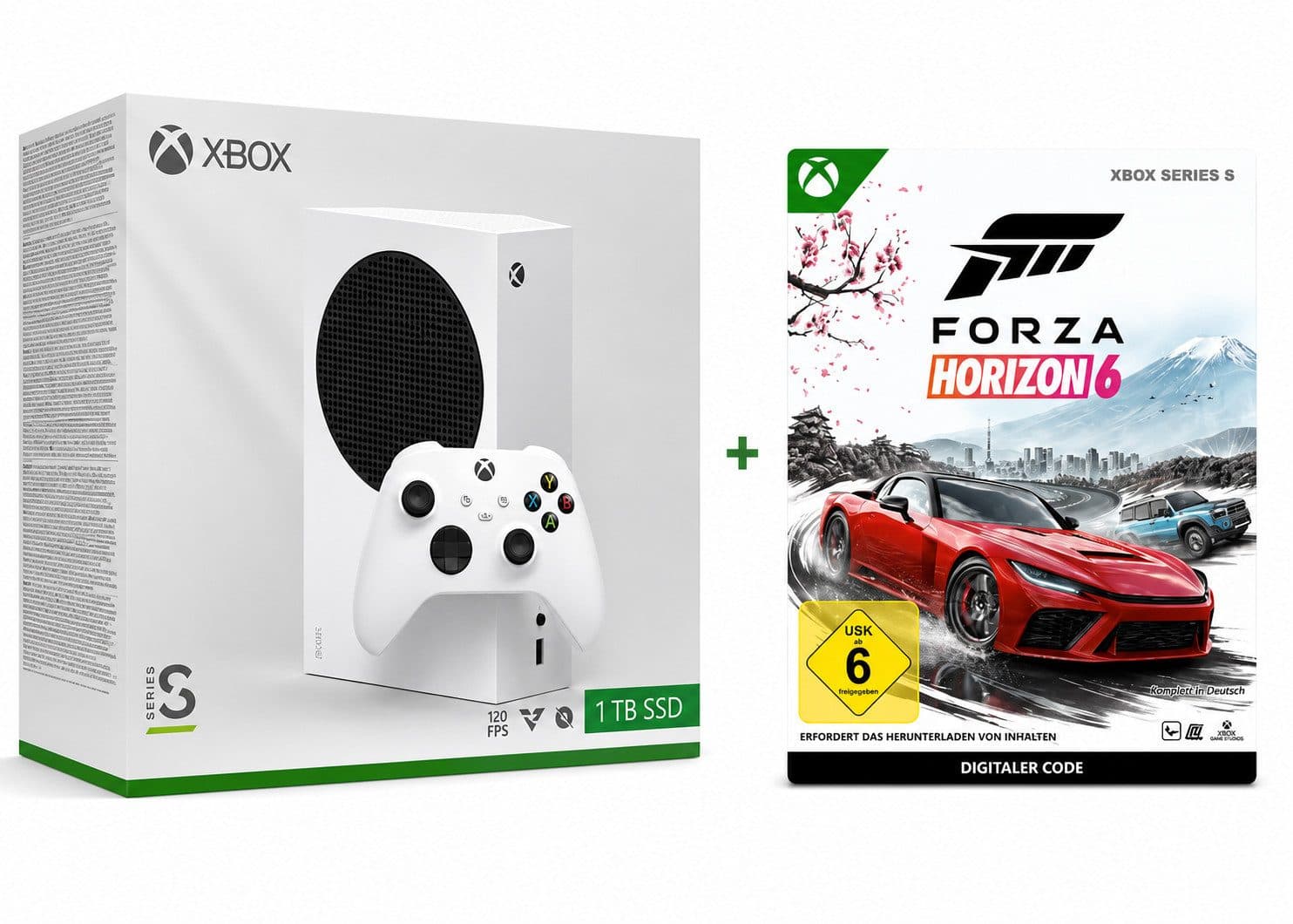 Microsoft Xbox Series S Konsole + Forza Horizon 6 Spielecode 1TB (Bundle), Ohne Laufwerk, Digitales Gaming, schnelle SSD