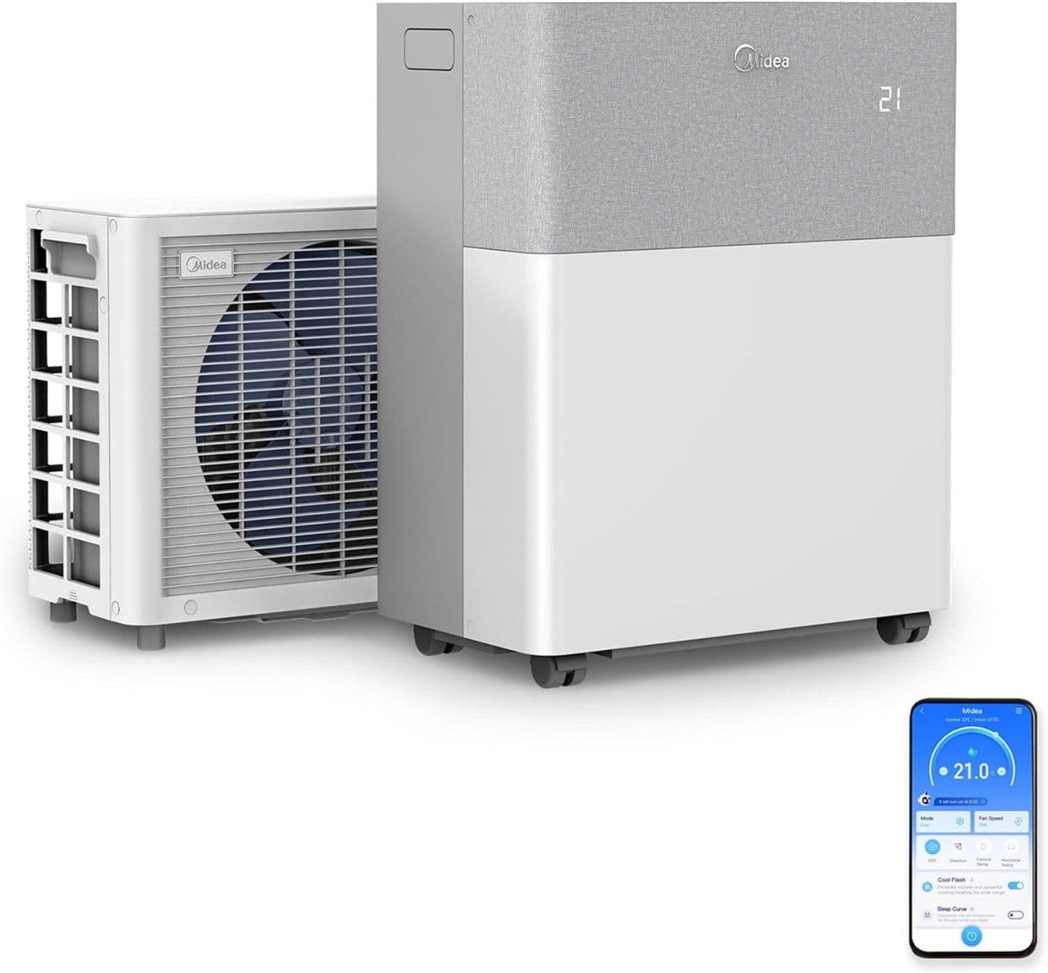 Midea Luftkühler Midea PortaSplit Mobiles Split-Klimagerät 12.000 BTU Kühlen & Heizen, Fernbedienung, Kühlen und Heizen