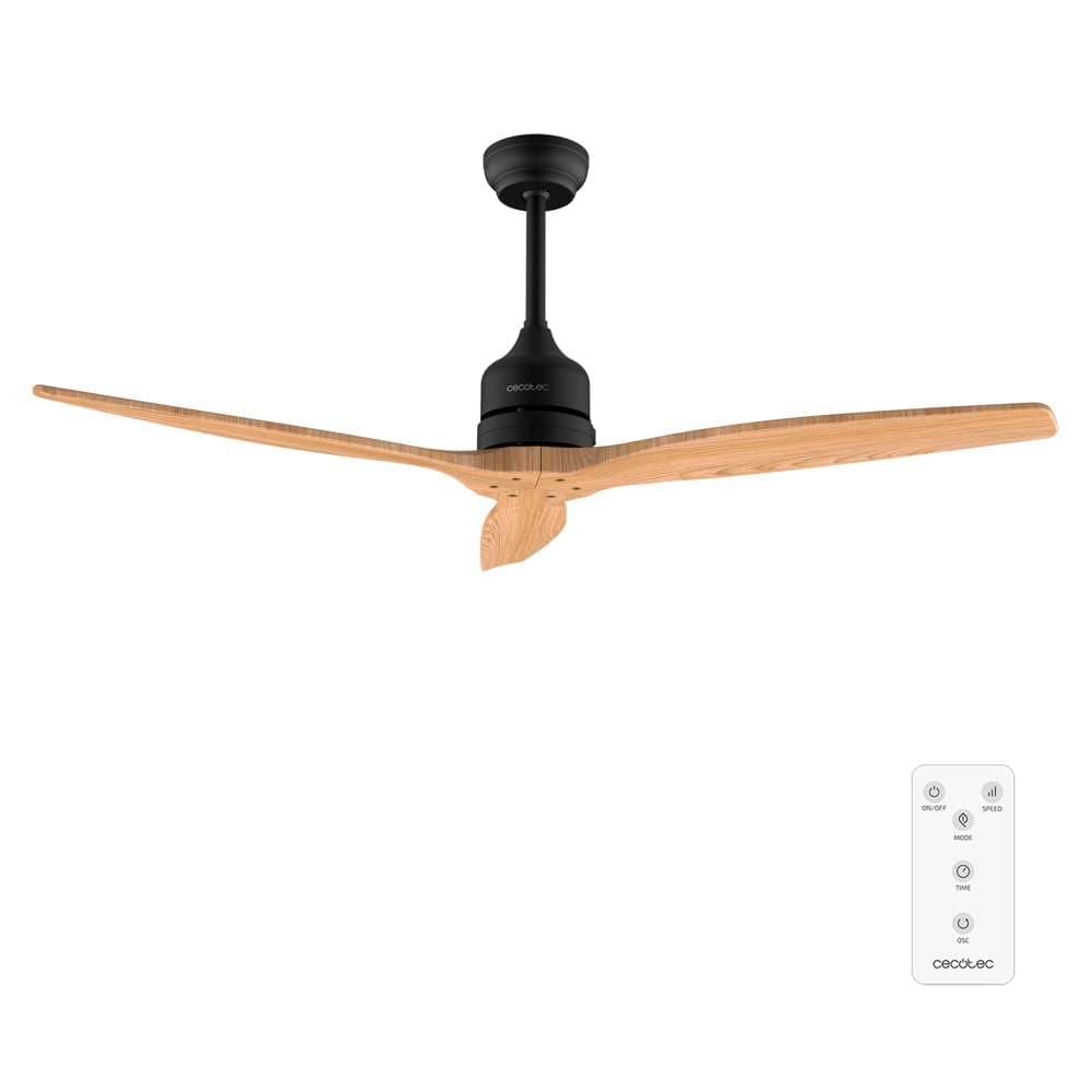 Cecotec - Ventilatori da Soffitto EnergySilence Aero 5270 Black&WhiteWood - 40 W, Diametro 132 cm, Telecomando, Timer Fino a 8 Ore, 6 Velocità, 3 Pale, Estate/Inverno, Altezza Regolabile