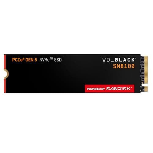 WD_Black SN8100 4 TB PCIe 5.0x4 NVMe M.2 SSD, Lesegeschwindigkeiten von bis zu 14.900 MB/s, Schreibgeschwindigkeiten von bis zu 14.000 MB/s, TLC 3D CBA NAND