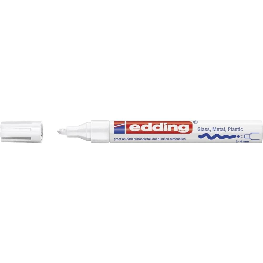 Edding 4-750-9-049 Marker Malerei 750 mittlere Spitze Zeichnung Tinte lackiert blickdicht alle Arten Materialien robust Wärme 2 – 4 mm weiss