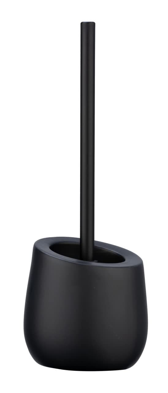 WENKO WC-Garnitur Mod. Badi Elegante Schwarze Keramik Matte Oberfläche inklusive Silikon WC-Bürste mit Antihaft Wirkung Maße 40 x 20 x 10 cm