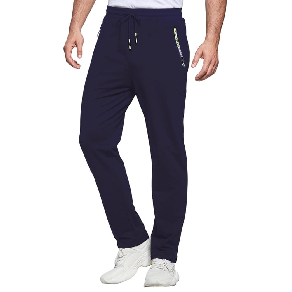 ZOXOZ Pantaloni Sportivi Uomo Cotone con Tasche Zip Elastico in Vita con Coulisse