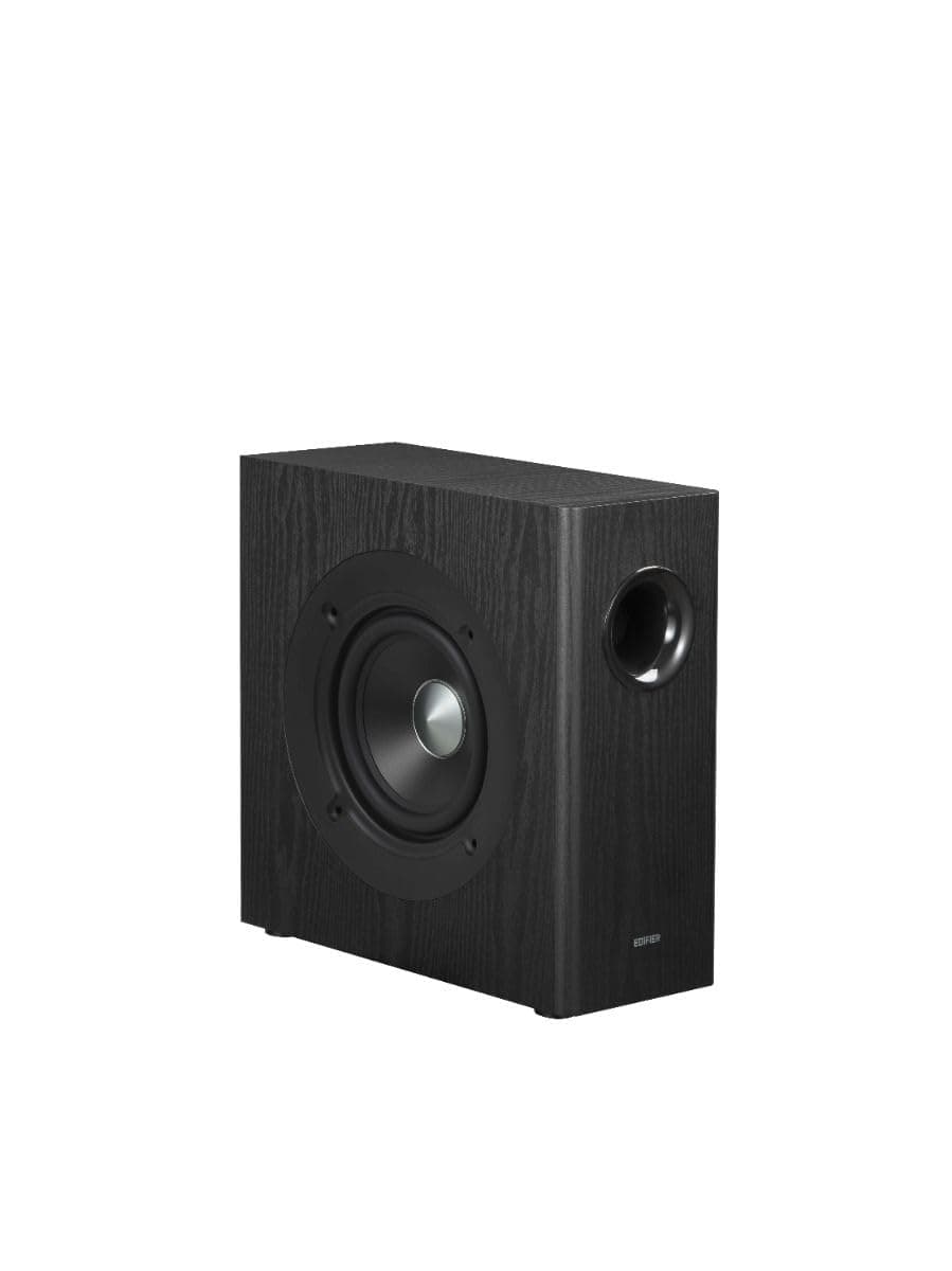 Edifier T5s AKTIV-SUBWOOFER – 8-Zoll-Tieftöner – 70 Watt – Low-Pass-Filter – Frequenz bis 35Hz – MDF-Gehäuse für reduzierte Resonanz – Standby – Cinch-Anschlüsse – Zeitloses Design