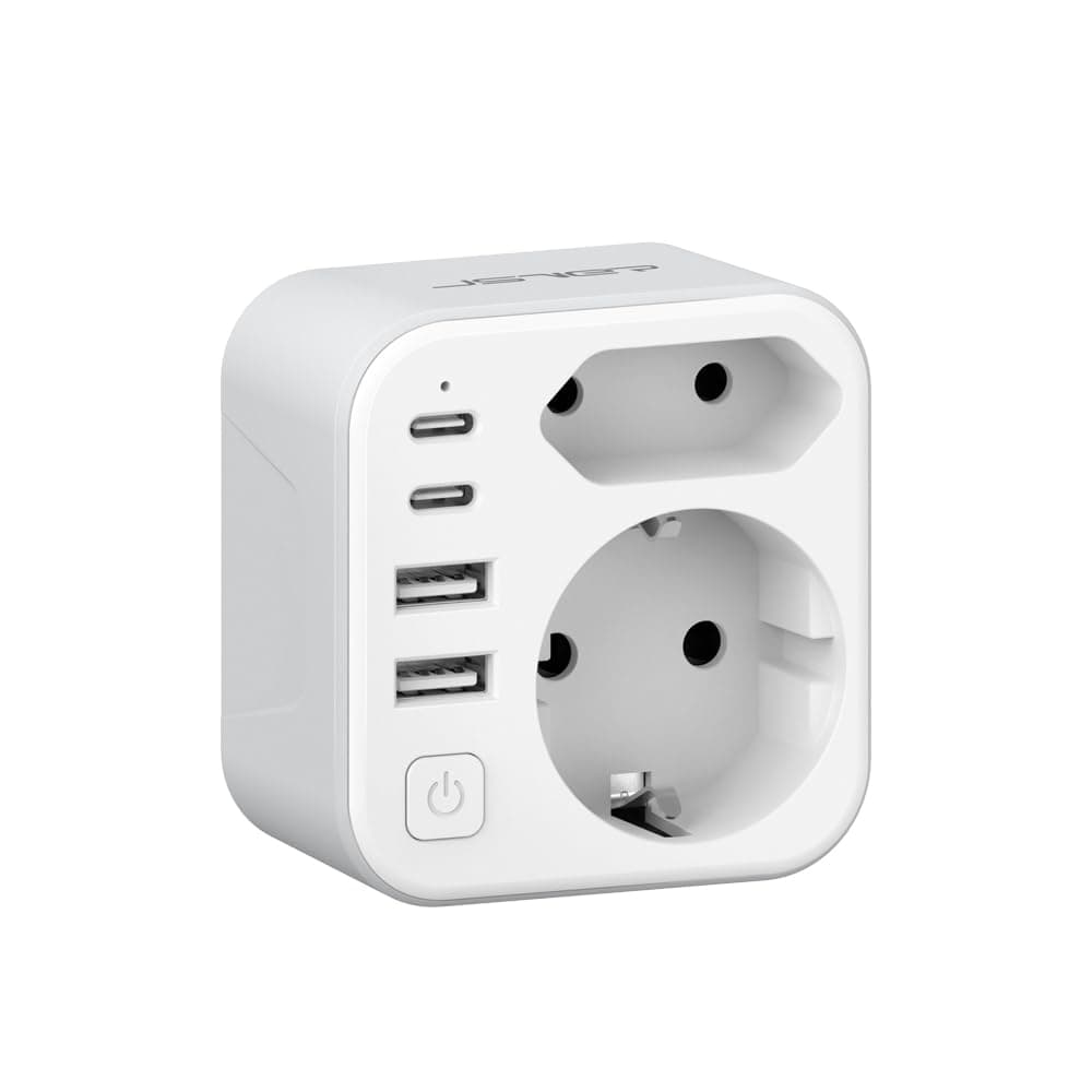 JSVER Adaptateur Prise USA,6 en 1 Adaptateur Voyage France vers USA Canada avec 2 USB A et 2 Type C(17W) et 2 Prise,Type B pour Canada Américaine Mexique Thailande Dominicaine(Blanc)