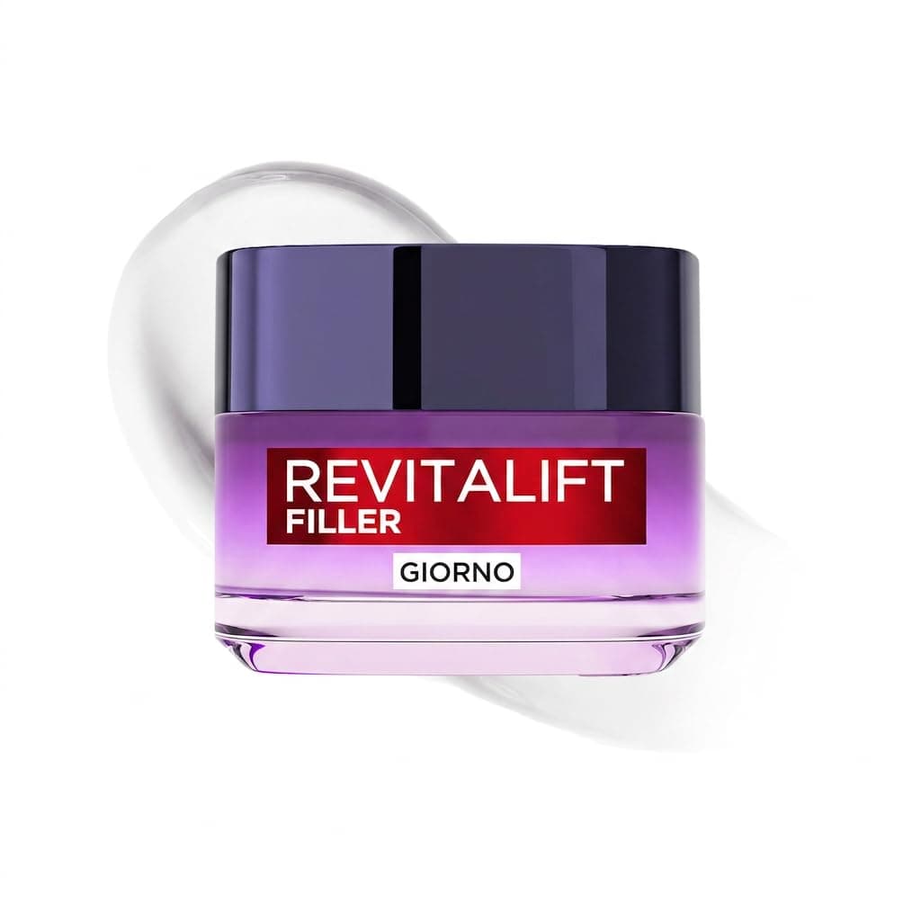 L'Oréal Paris Crema Viso Giorno Revitalift Filler, Per Tutti i Tipi di Pelle, Azione Anti-Rughe, Pelle Rimpolpata a Lungo, con Acido Ialuronico Concentrato, 50 ml