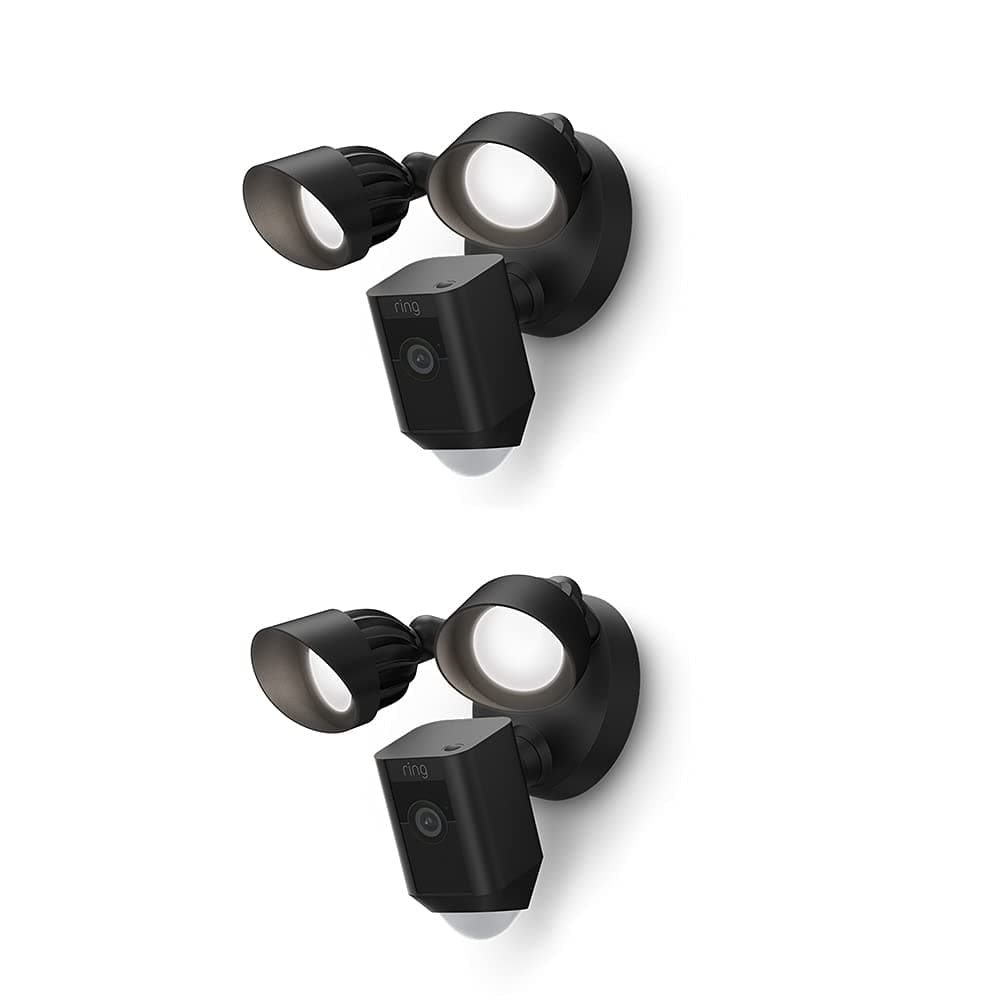 Ring videocamera Plus con proiettori cablata (Floodlight Cam Wired Plus) | Telecamera di sorveglianza HD per esterno con audio bidirezionale, sirena | Ring Home: 30 gg. prova gratuita, 2 telecamere