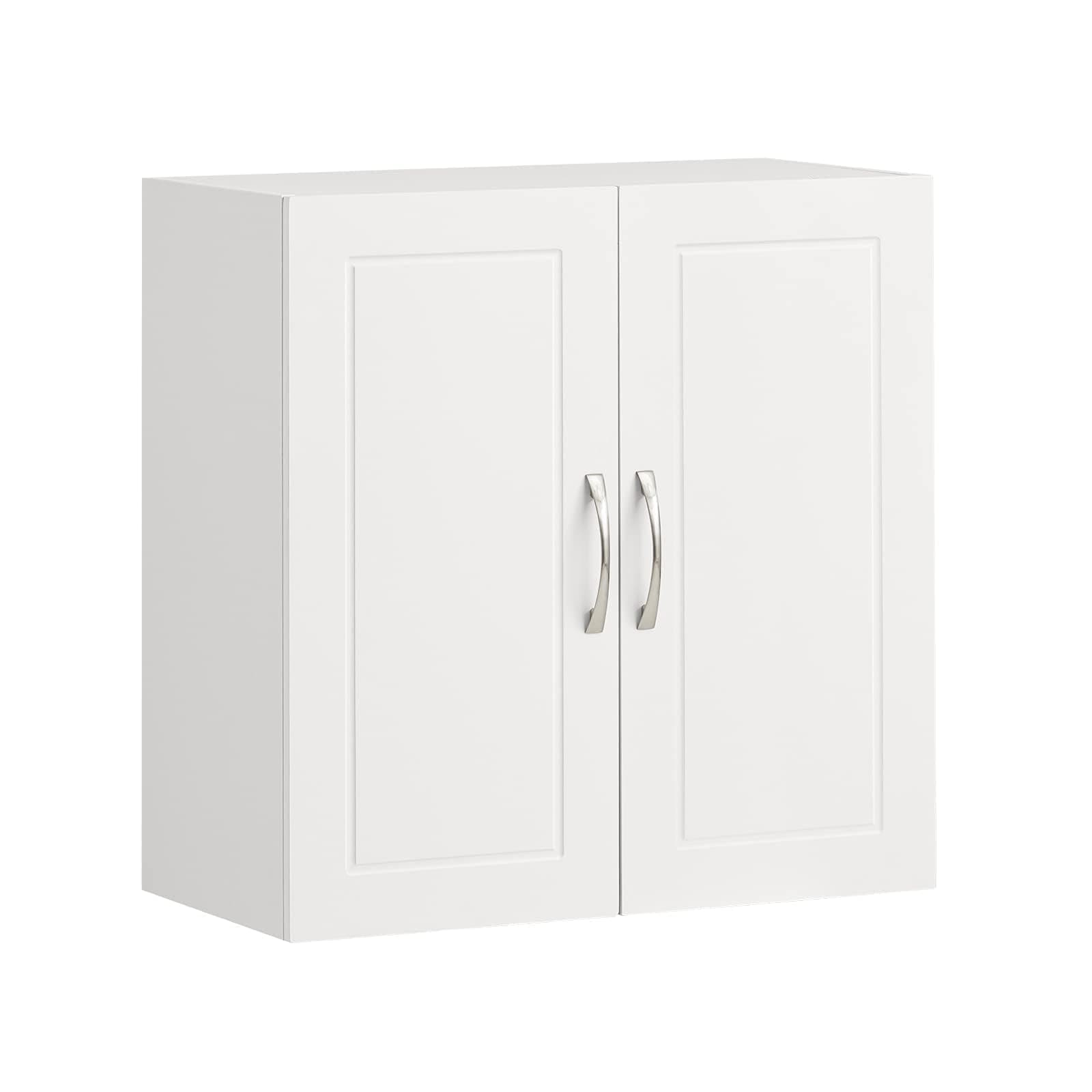 SoBuy Meuble Haut Salle de Bain Rangement Suspendu Armoire Murale avec Étagère Réglable et Porte Pharmacie Mural Compact pour Salle de Bain, WC ou Cuisine Blanche 60x30x60 cm FRG231-W