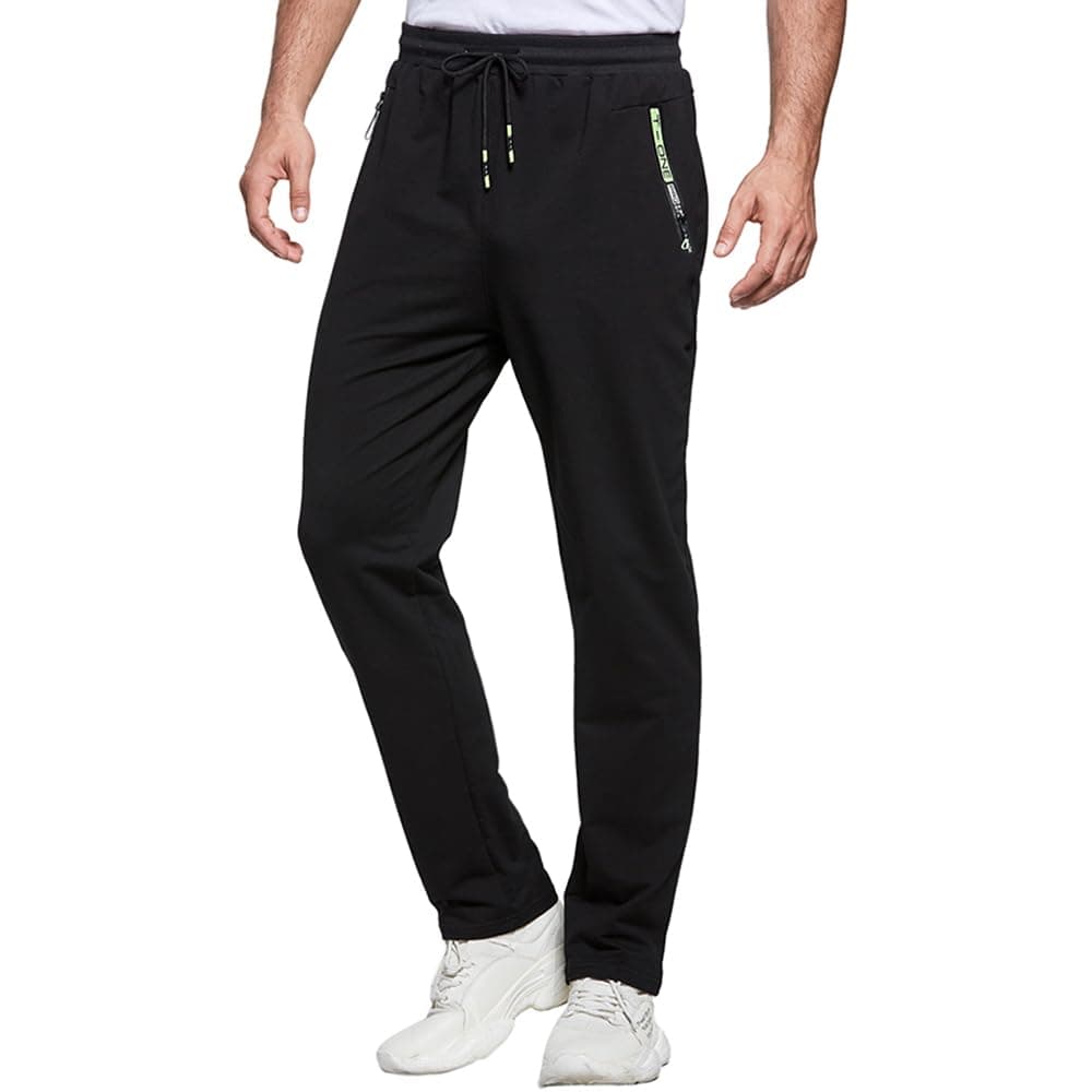 ZOXOZ Pantaloni Sportivi Uomo Cotone con Tasche Zip Elastico in Vita con Coulisse