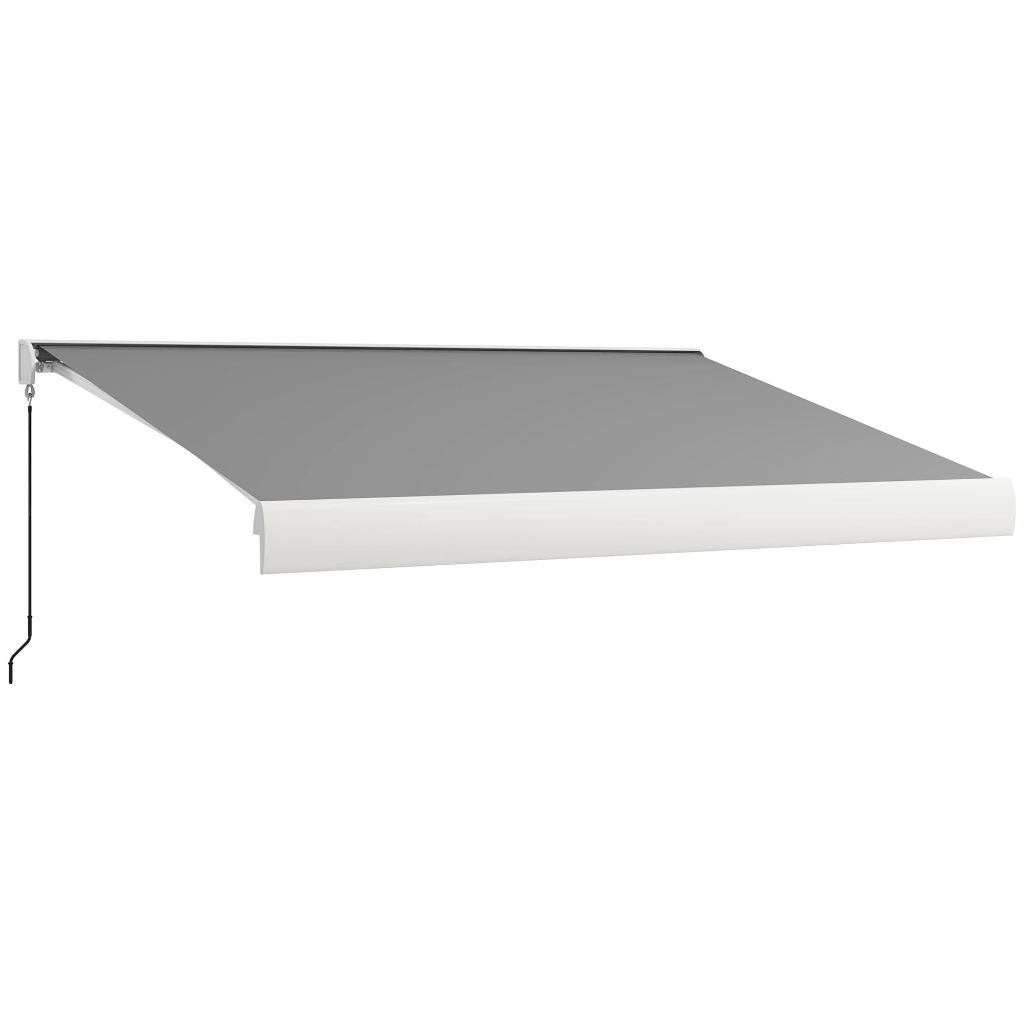 Outsunny Store banne motorisé, Store banne électrique, 4 x 3 m, Angle réglable 14°-30°, avec télécommande et manivelle Manuelle, en Aluminium et Polyester de 270g/m² Protection Solaire, Gris Clair