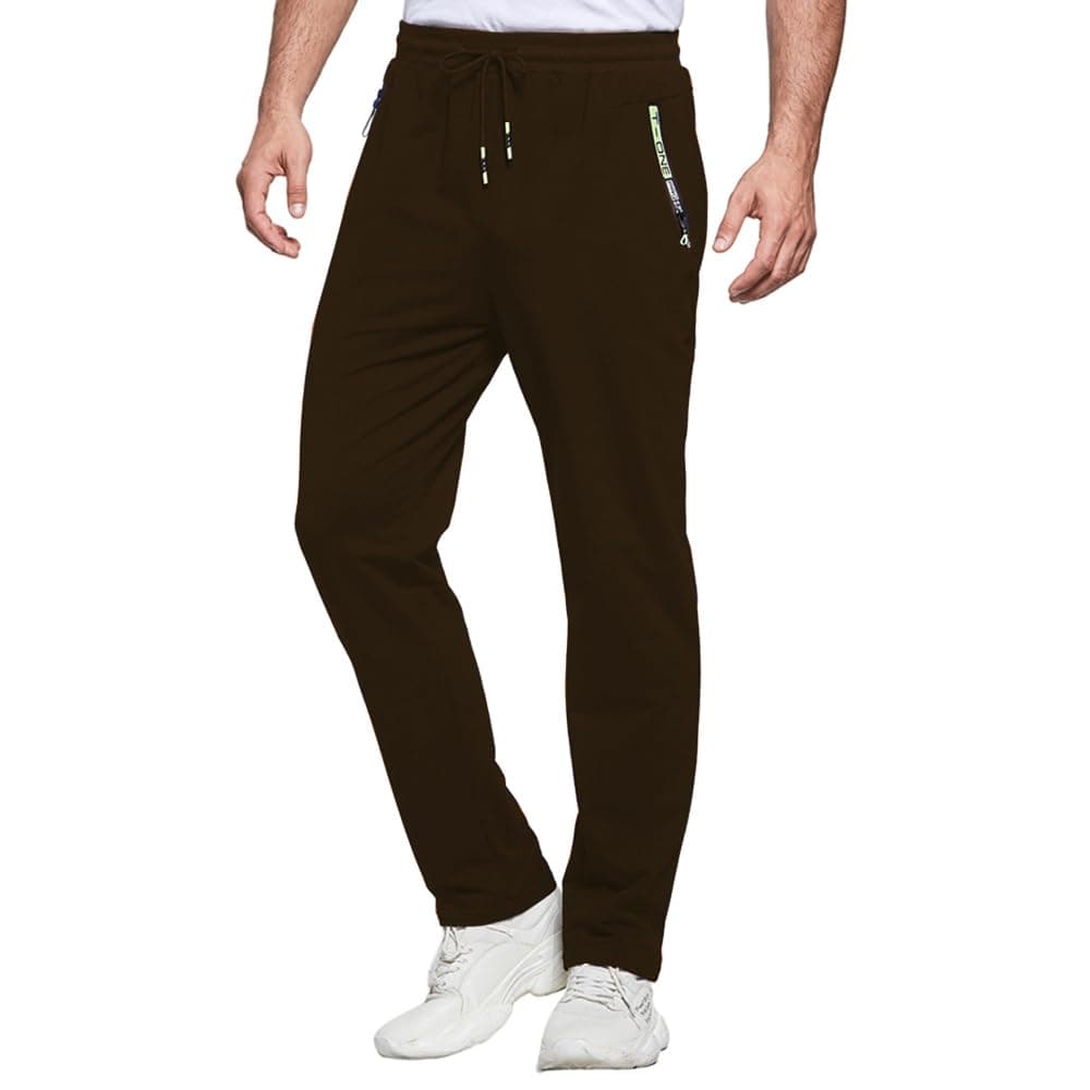 ZOXOZ Pantaloni Sportivi Uomo Cotone con Tasche Zip Elastico in Vita con Coulisse