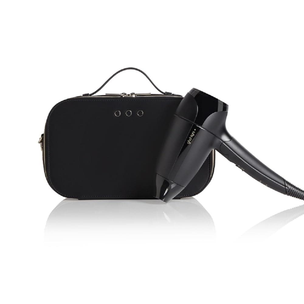 ghd Flight+ - Secador de Pelo de Viaje, Potente, Premium, Plegable y Portátil con Lujoso Estuche de Transporte, Voltaje Dual - Para Todo Tipo de Cabello - Color Negro, (Enchufe Europeo)