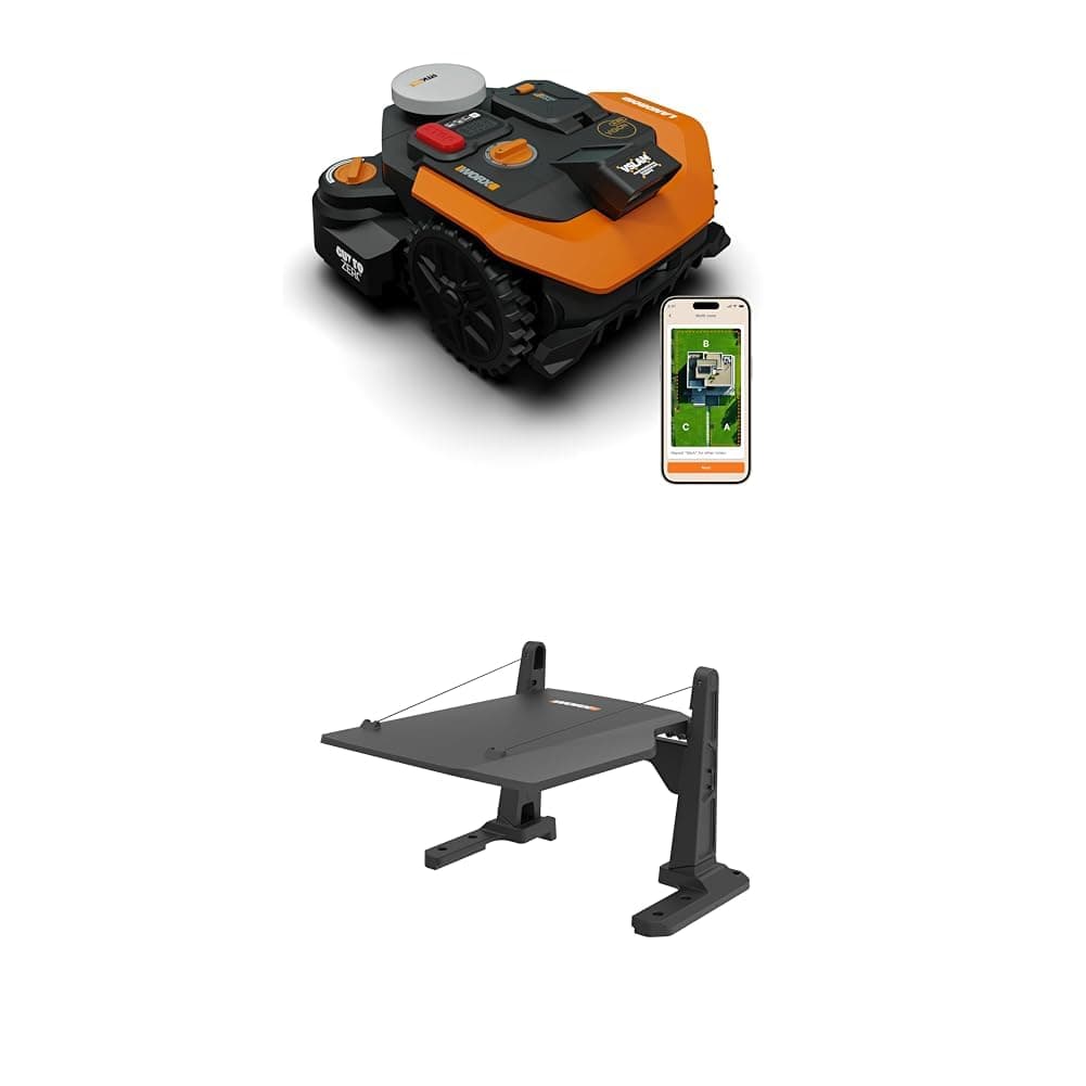 Worx Landroid Vision Cloud WR308E 2WD Mähroboter mit Garage, kabelloser Rasenmähroboter für bis zu 800 m², (KI-Hinderniserkennung, VSLAM + RTK-Cloud-Navigation, Auto-Kartierung, App-Steuerung)