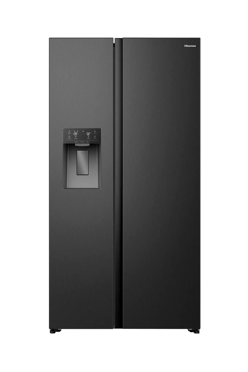 Hisense RS5P528STFC Side-by-Side mit Eis-, Crushed-und Wasserspender/ 528L/ Wassertank/ConnectLife/SuperCool/Big Box/Flat Duct/XXL Türfach/BxHxT: 91,1×178,6×61,5cm/ Schwarz [Energieklasse C]