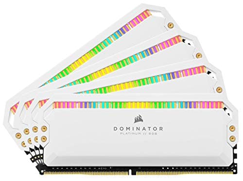 Corsair Dominator Platinum RGB 64GB (4x16GB) DDR4 3200 (PC4-25600) C16 1.35V Desktop Memory - White, CMT64GX4M4E3200C16W, Weiss