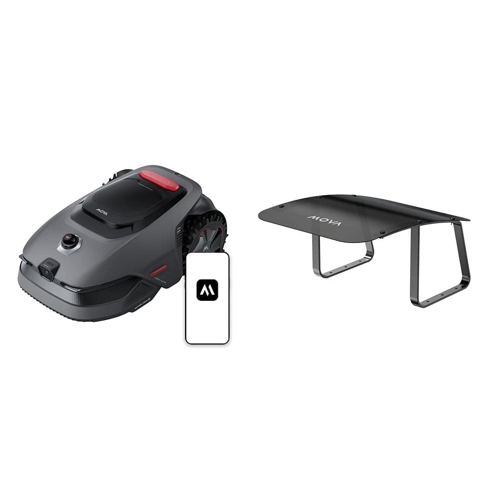 Ensemble Tondeuse à Gazon et Garage MOVA LiDAX Ultra 800 sans Fil périphérique, sans RTK et création Automatique de Carte Via LiDAR 3D avec Vision à 360° et IA