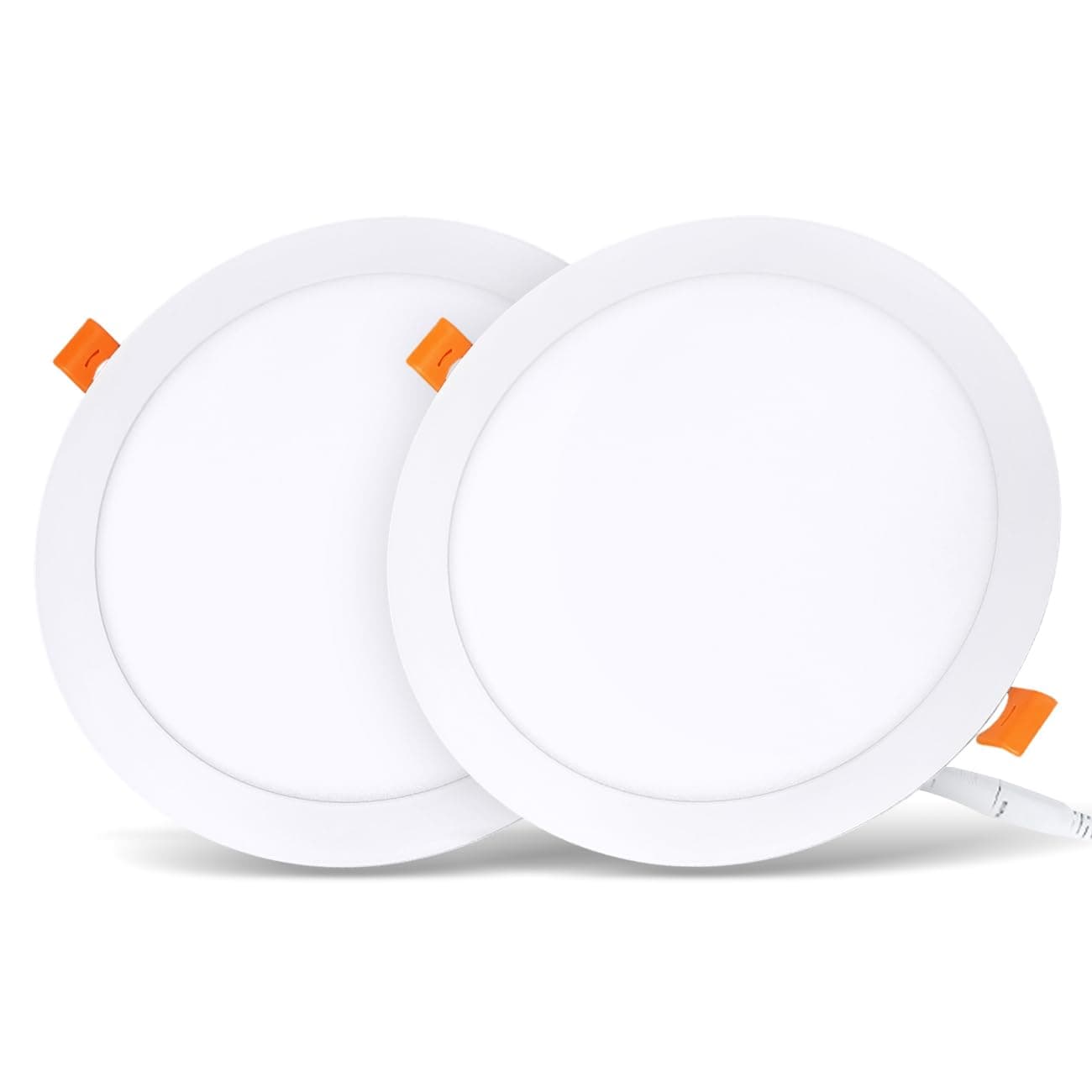 LVWIT Spot LED 18W Dalle LED Ronde Extra Plate Downlight Blanc Neutre 4000K 1650Lm, Equivalente à Panneau 150W, Lot de 2