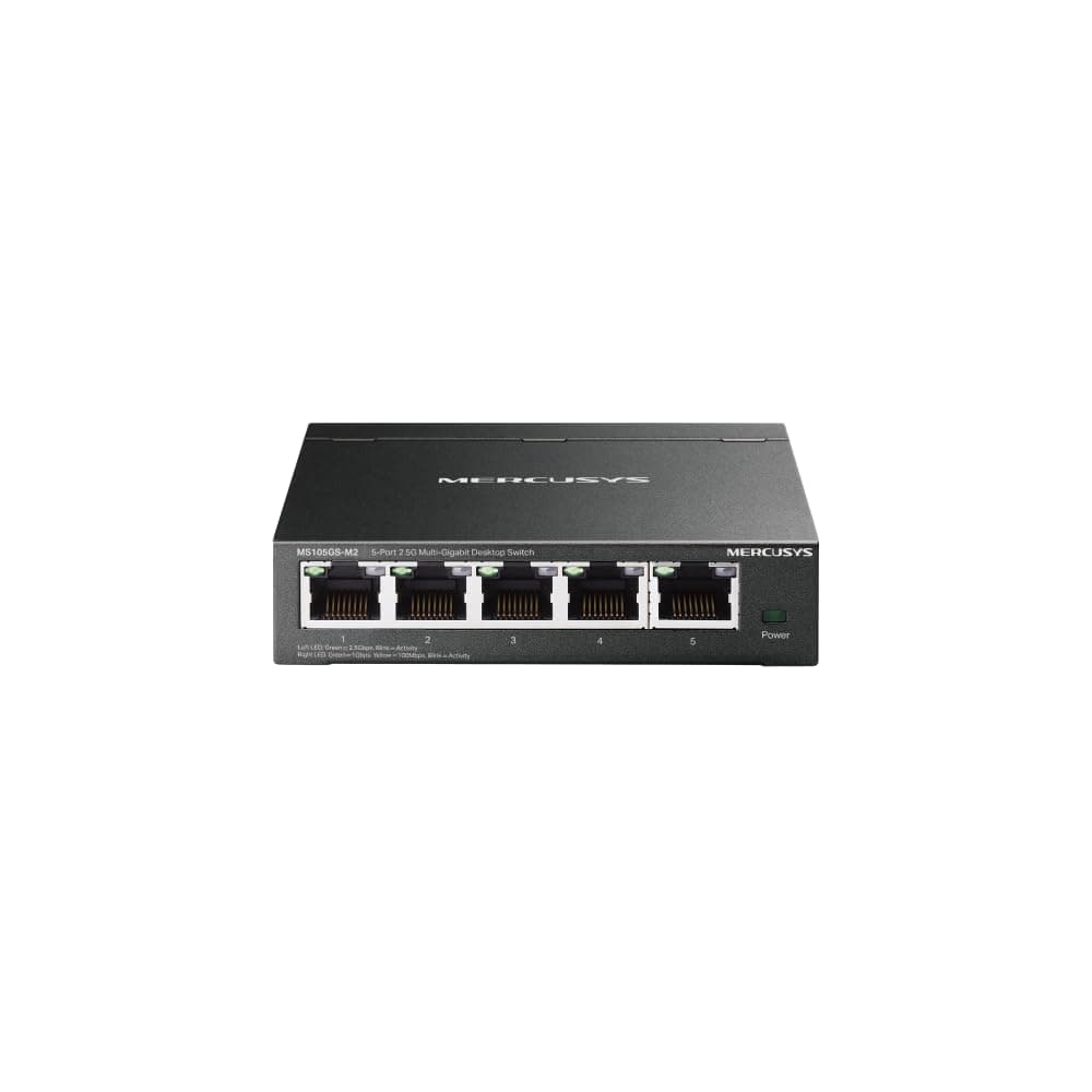 TP-Link Mercusys MS105GS-M2 Switch Ethernet 2.5 Gigabit 5 Porte, Cablaggio Hassle-Free, Plug & Play, Funzione Silenziosa, Ideale per Casa, Ufficio, Gaming, Access Point WiFi 6, Montaggio Desktop