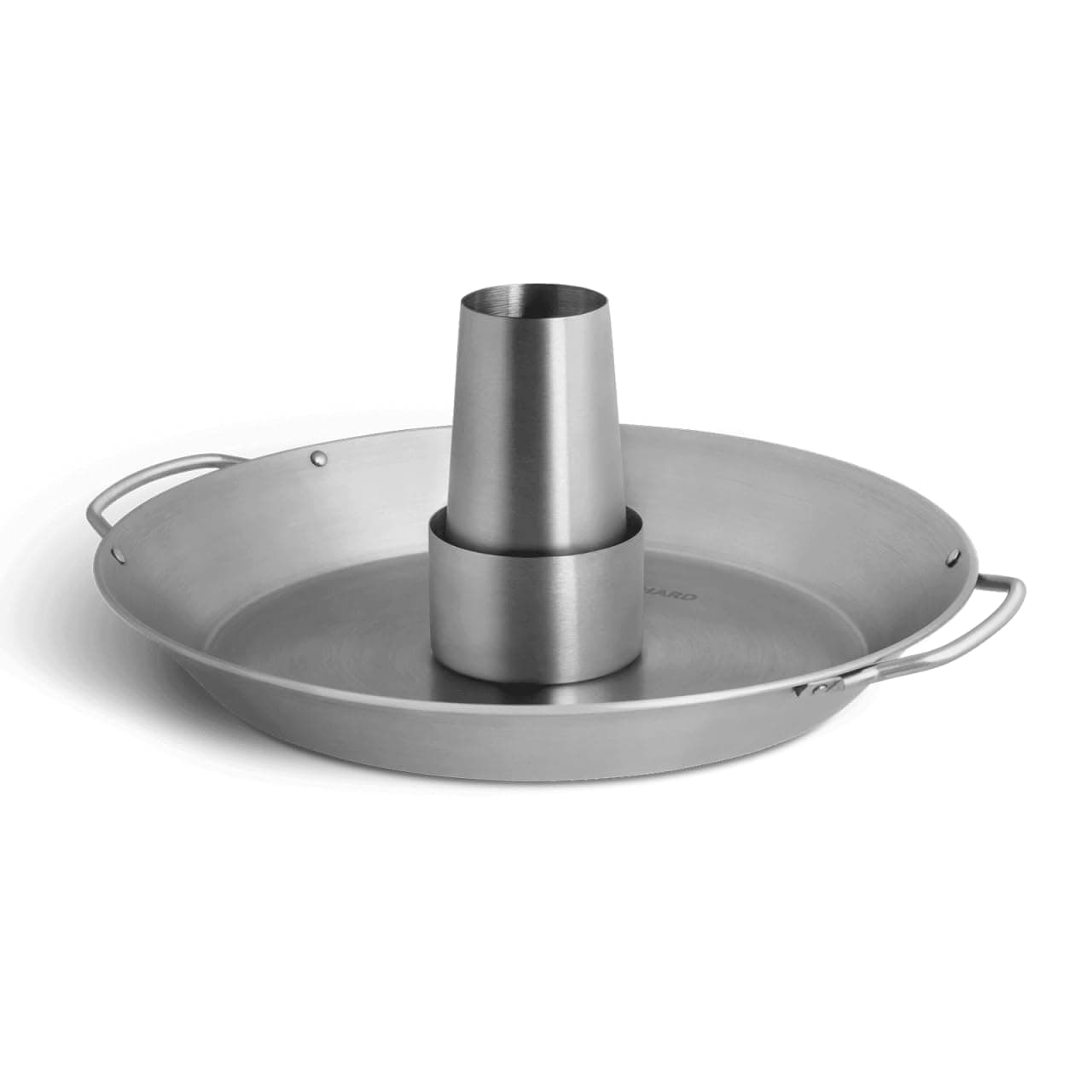 BURNHARD® Edelstahl Hähnchenbräter, Ø30,5 cm, Hähnchenhalter mit abnehmbaren Aromabehälter, Zubehör für den Grill und Backofen