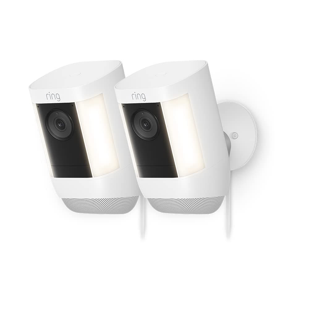 Ring cámara Pro con luces y enchufe (Spotlight Cam Pro Plug-In) | Cámara exterior con vídeo 2K, Ring Vision, detección de movimiento 3D | 30 días de prueba gratuita de Ring Home | 2 Cámaras