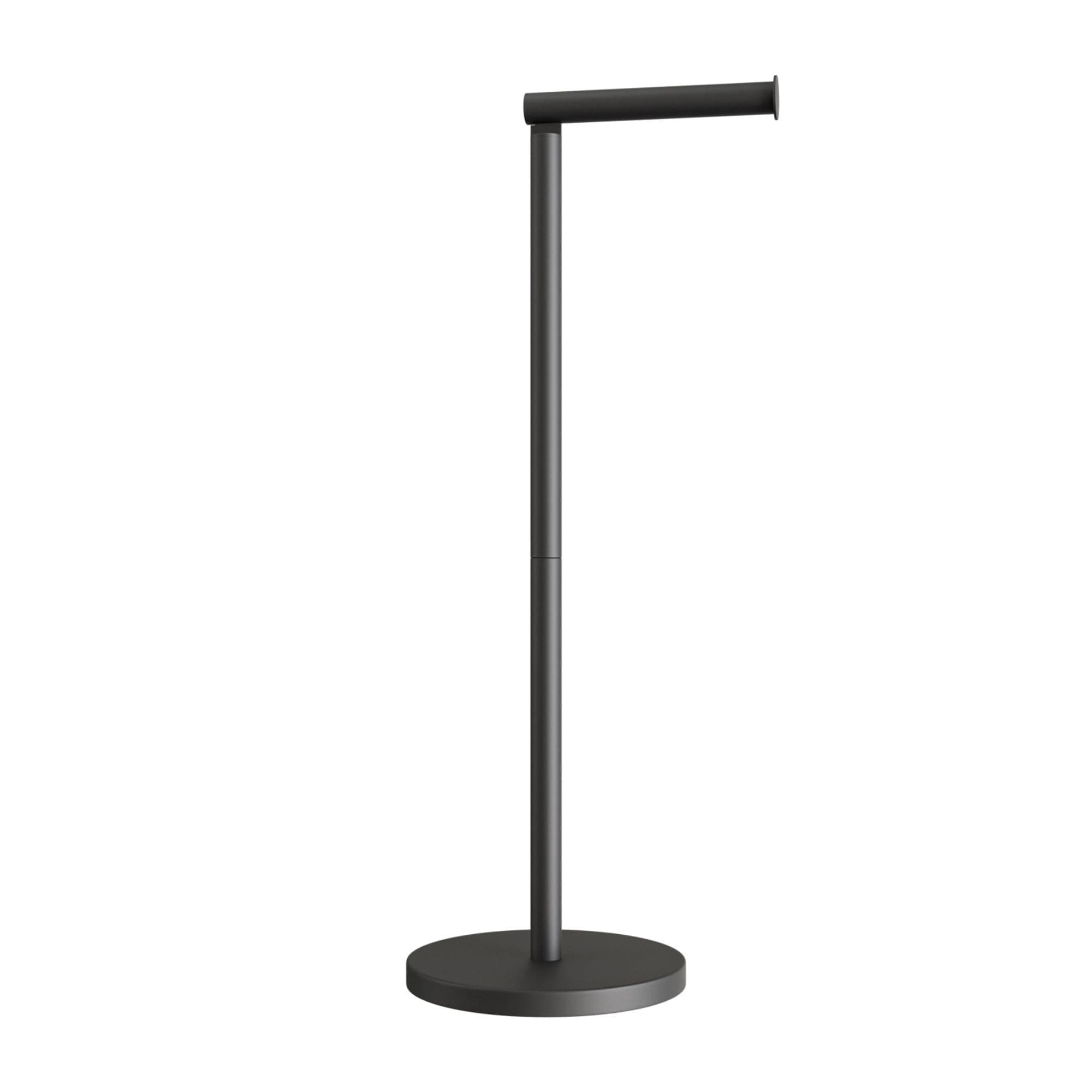 Minismus Porte Papier Toilette sur Pied Noir - Support Rouleau WC avec Réserve - Dérouleur Papier Toilette sur Pied - Accessoire WC Moderne et Stable