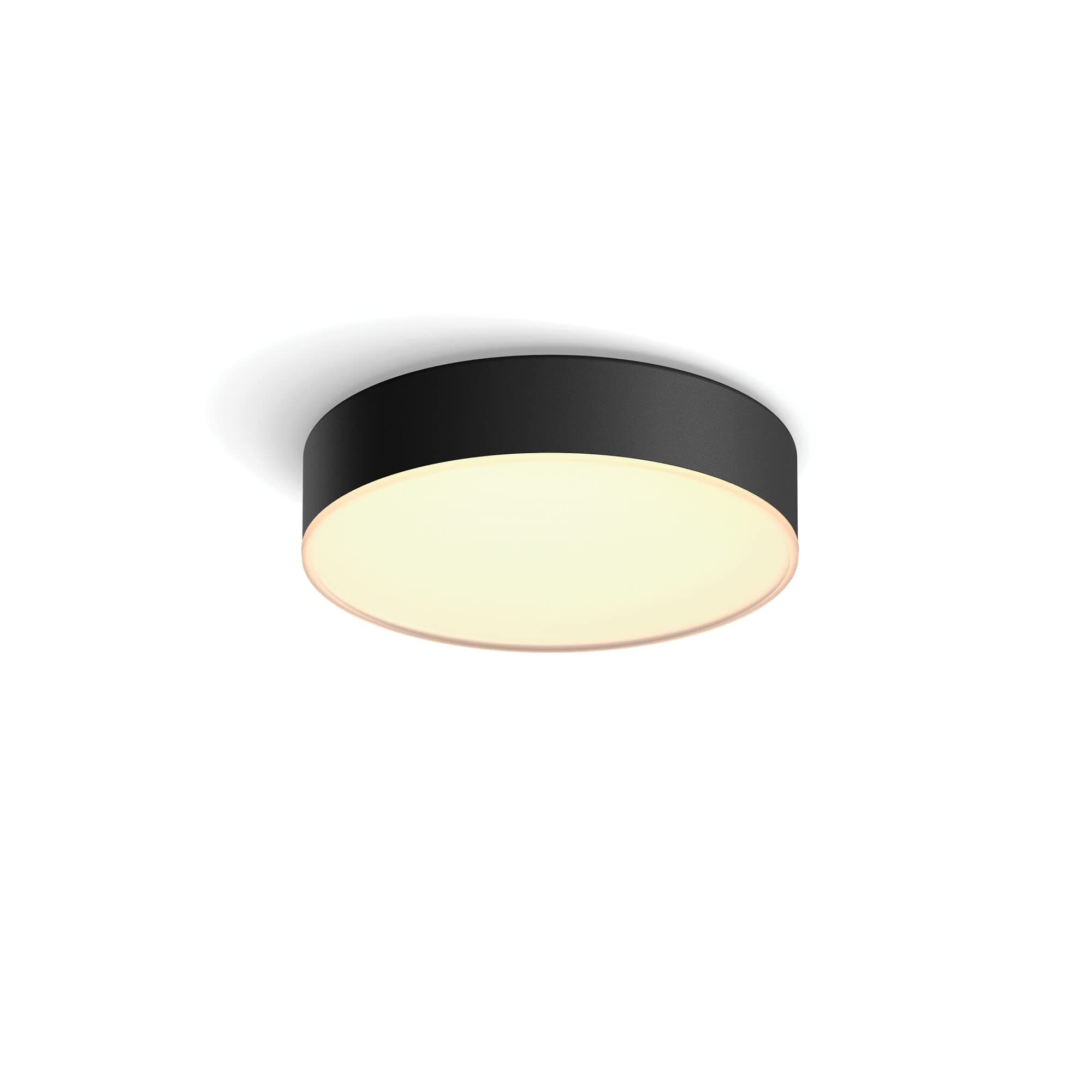 Philips Hue White Ambiance Enrave Deckenleuchte S schwarz 950lm inkl. Dimmschalter, dimmbar, alle Weißschattierungen, steuerbar via App, kompatibel mit Amazon Alexa (Echo, Echo Dot)