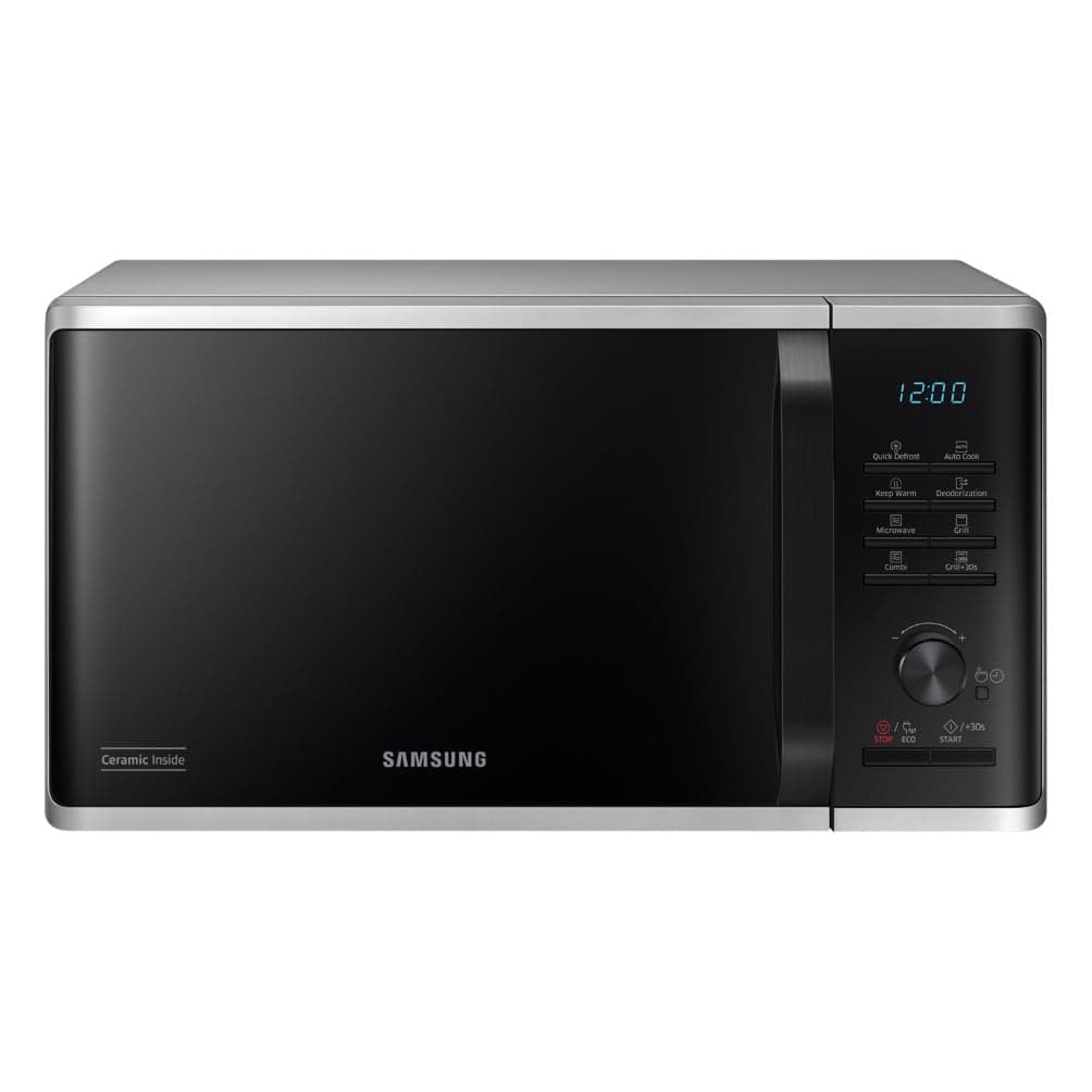 Samsung Forno a Microonde Grill Cottura Croccante MG23K3515CSE1 con Piatto Doratore incluso, Programmi Automatici, Quick Defrost, Capacità: 23L, Colore: Silver, LxAxP: 48,9 x 27,5 x 39,2 cm