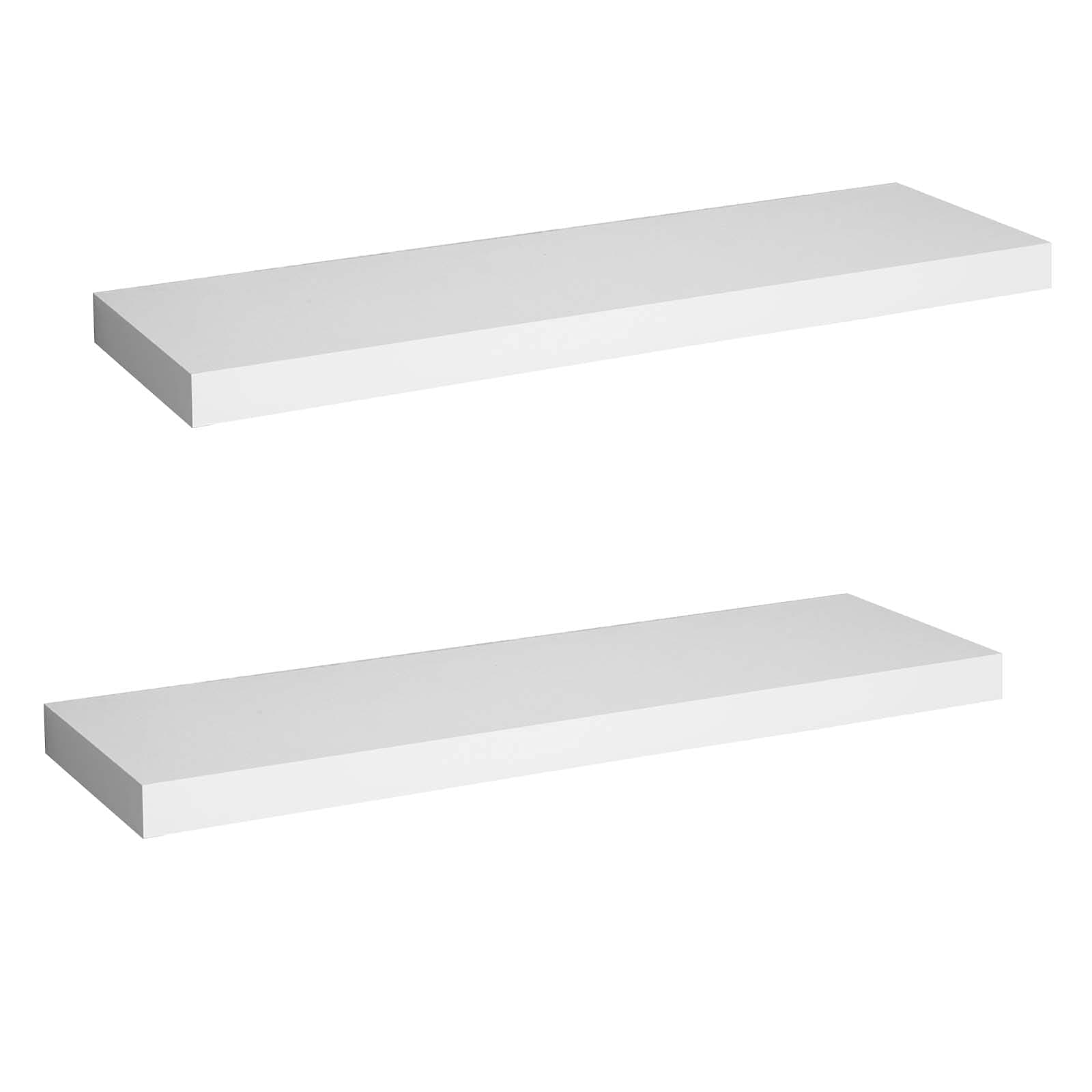 WOLTU 2X Wandregal Wandboard Bücherregal Regale für Deko Wandablagen aus MDF Holz, 2er Set Hängeregal Weiss, 80x23x3,8cm RG9318ws-2