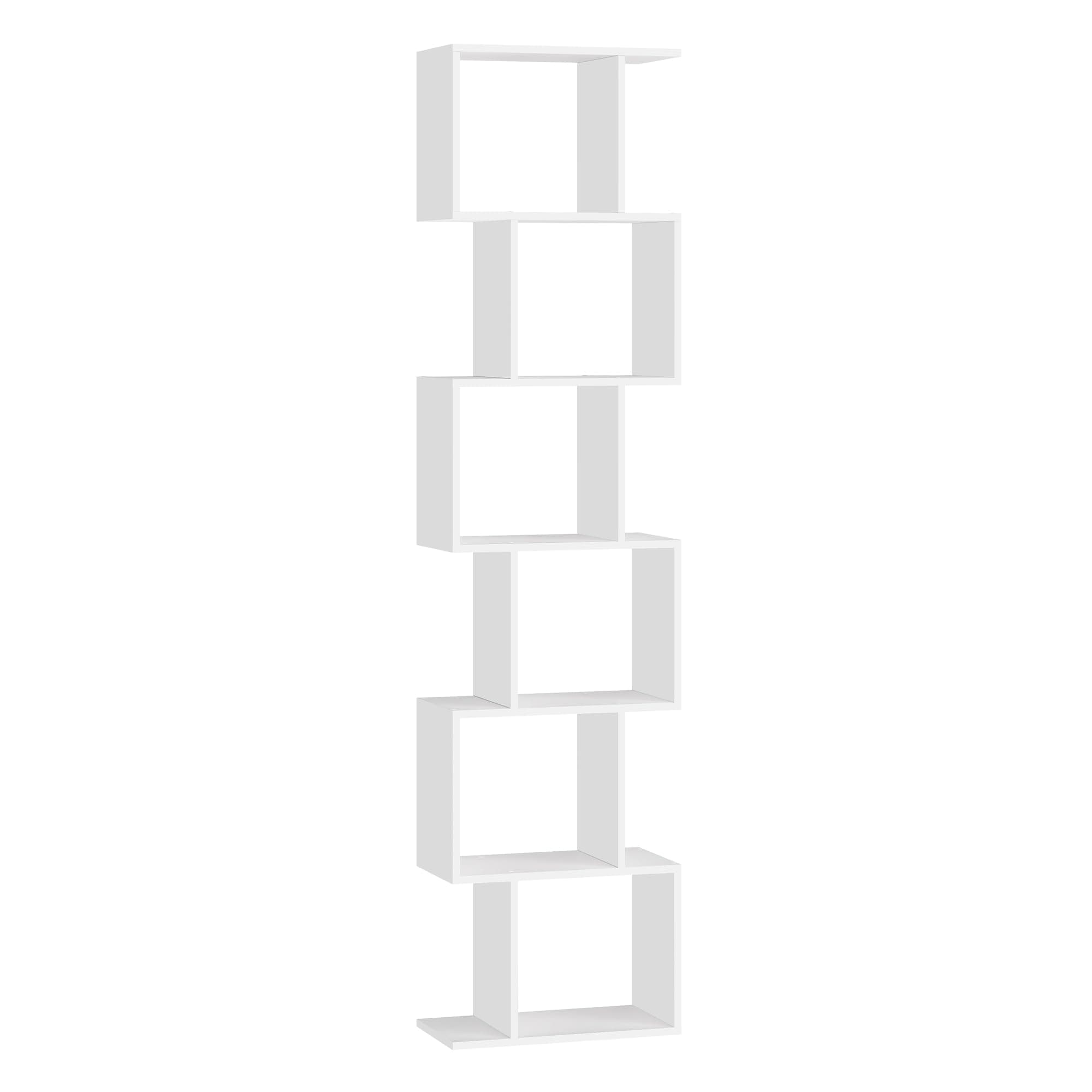 VASAGLE Biblioteca, Librería de 6 Niveles, 20 x 40 x 191 cm, Estantería, Armario de Libros, Moderno, Separador de Espacios, Salón, Dormitorio, Estudio, Oficina, Blanco Mate LBC461W01