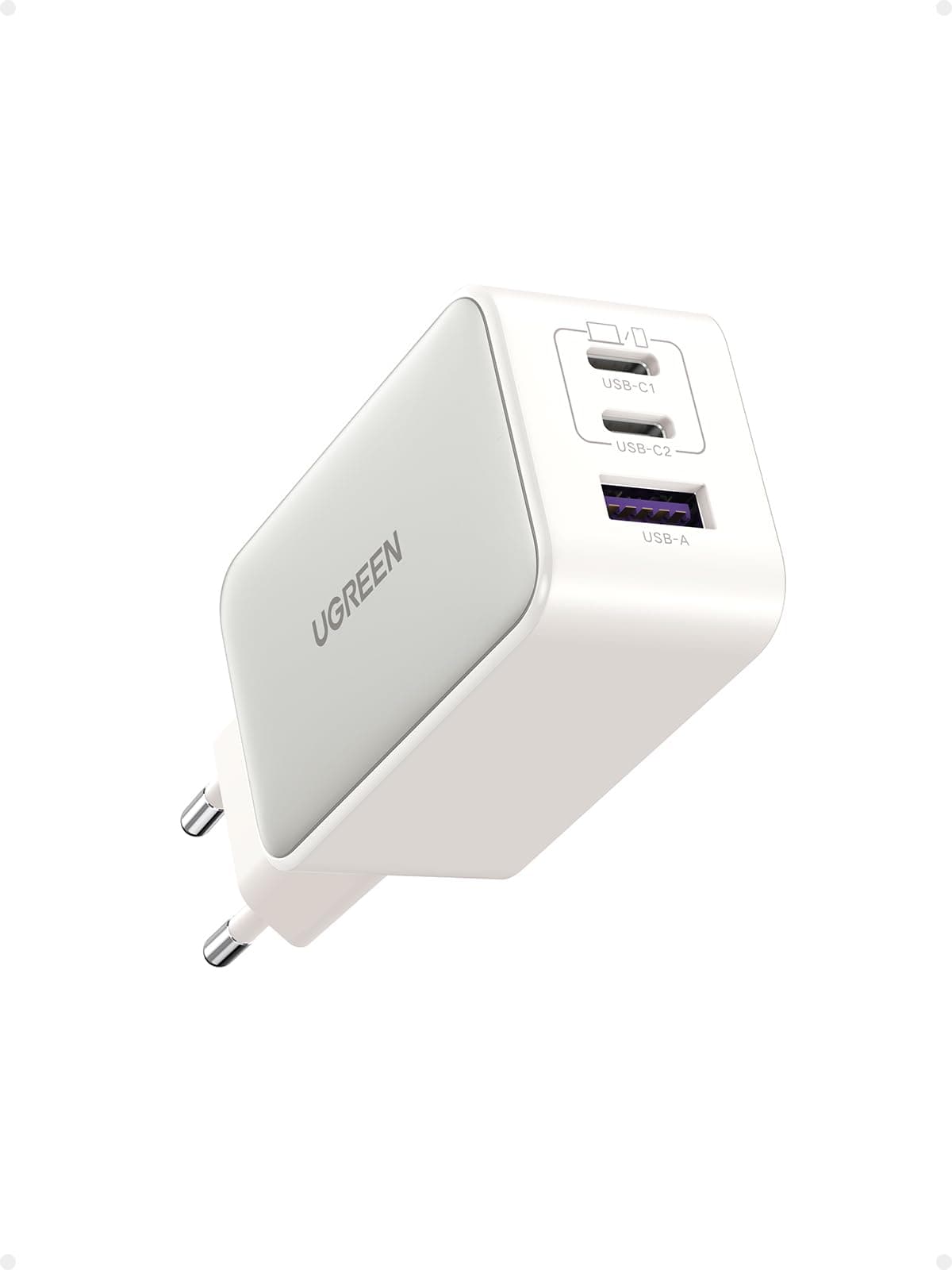 UGREEN Nexode 65W USB C GAN Tech Cargador 3 Puertos, Adaptador de Corriente USB C Compatible con MacBook Air, iPhone iPhone 17 Pro MAX Air/16/15/14, iPad, Samsung Galaxy S25/S24/ S23, Google Pixel