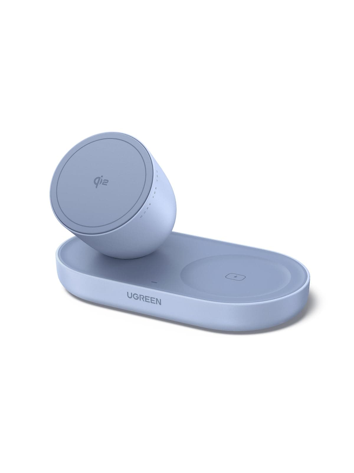 UGREEN 2-in-1 Magnetisches Kabelloses Ladegerät 15W, Qi2 zertifizierte iPhone Ladestation kompatibel mit MagSafe für iPhone 17/16/15/14/13/12 Serie & AirPods, mit 1M Kabel - Blau