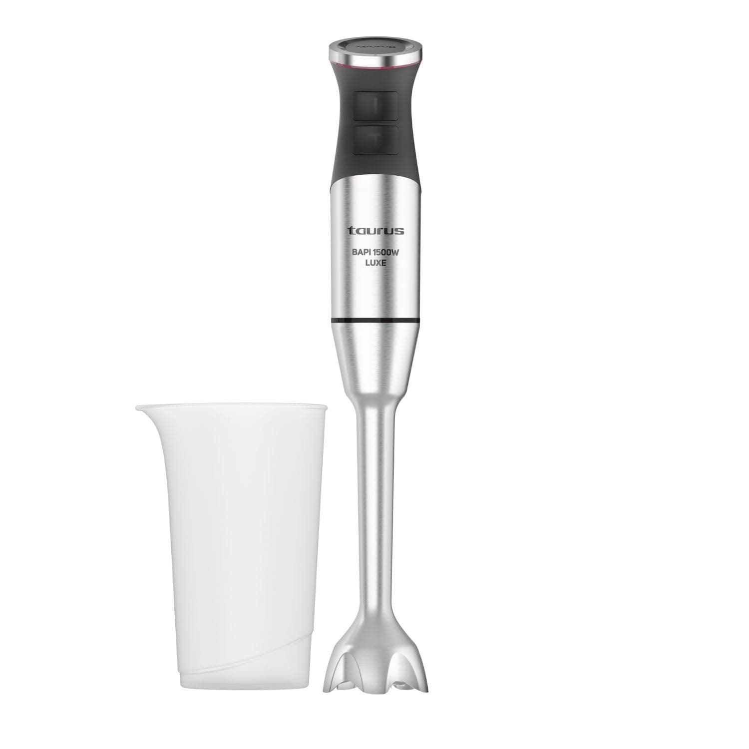 Taurus – Batidora de Mano 1500W | 20 velocidades + TURBO| Cuchillas Inox| Campana Antisalpicaduras| Ergonómica| Libre BPA| Apta Lavavajillas| Pica Hielo