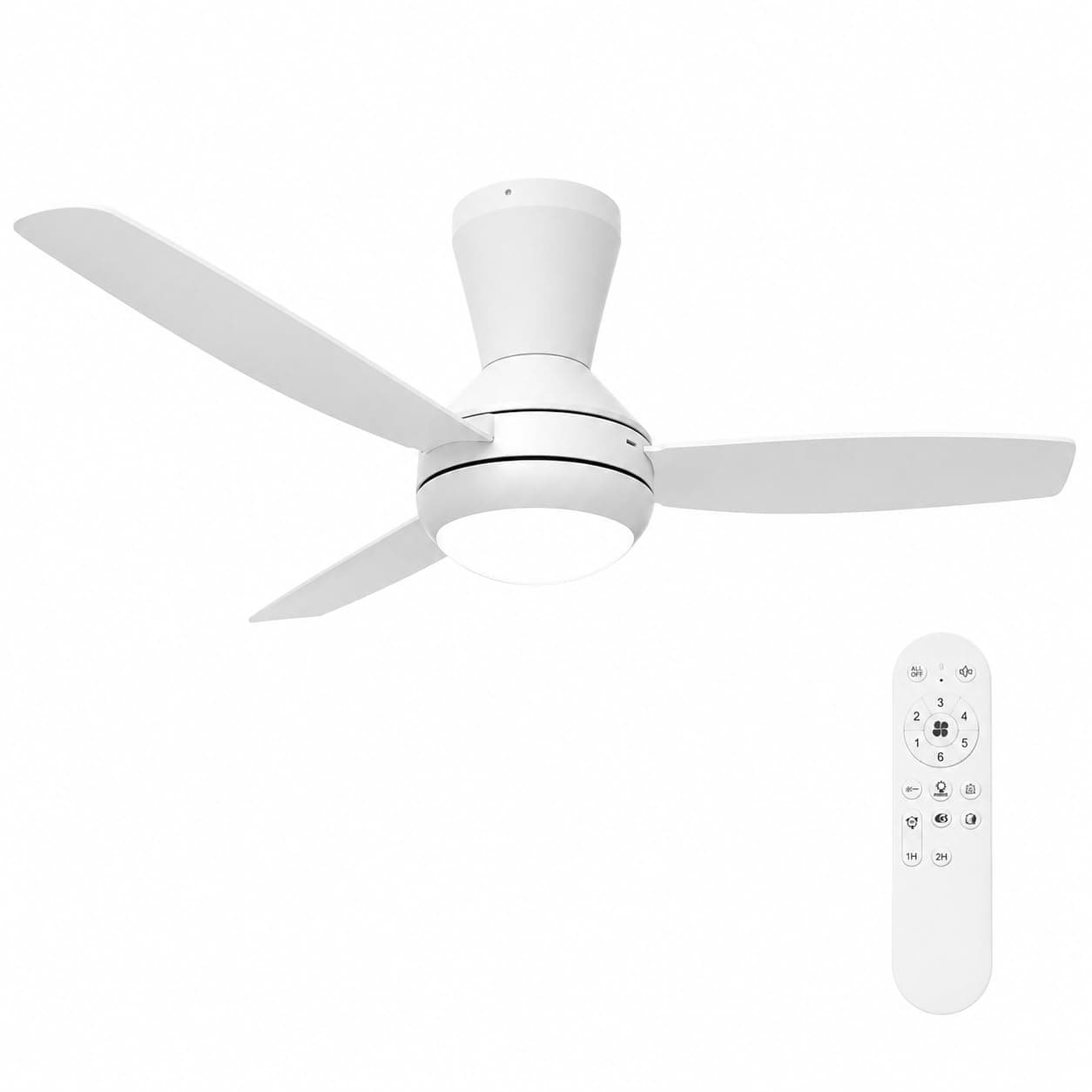 Airwit Silencieux Ventilateur Plafond avec Lumiere LED 106cm, 3 Pales à Clipser, Dimmable Lampe Ventilateur Plafond avec Telecommande pour Chambre Salon Cuisine, Installation Express, Blanc