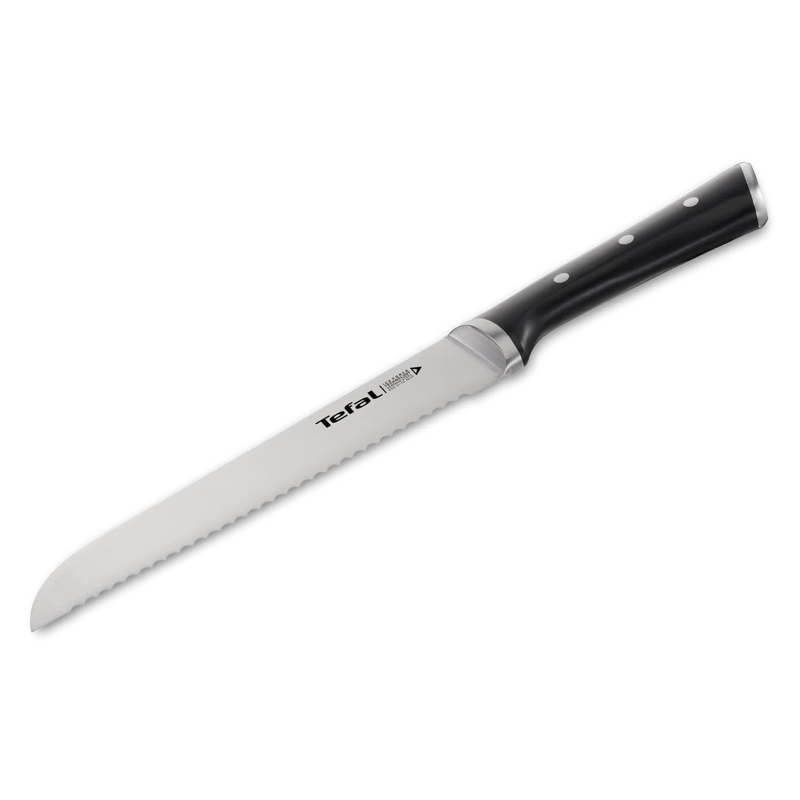 Tefal Ice Force Brotmesser, 20 cm Klinge, Handschutz, Langlebiges Brotschneidemesser, Korrosionsschutz, Made in Germany Edelstahl, Schwarz, K23204