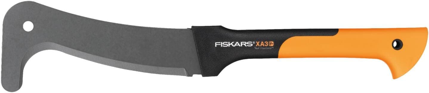 Fiskars Machete, Länge: 50,5 cm, Antihaftbeschichtet, Gehärtete Stahlklinge/Glasfaserverstärkter Kunststoffgriff, Inklusive Schutzhülle, Schwarz/Orange, WoodXpert, XA3, 1003609, Stahl