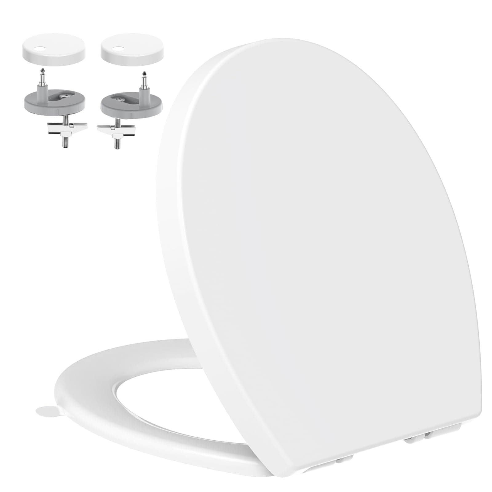 Abattant WC Forme O, YEAUPE PRO Abattant WC avec Frein de Chute, Lunette WC avec Fermeture en Douceur, Lunette de Toilette Universelle Charnière, Blanche, 44,6 * 37,2x 4,3 CM