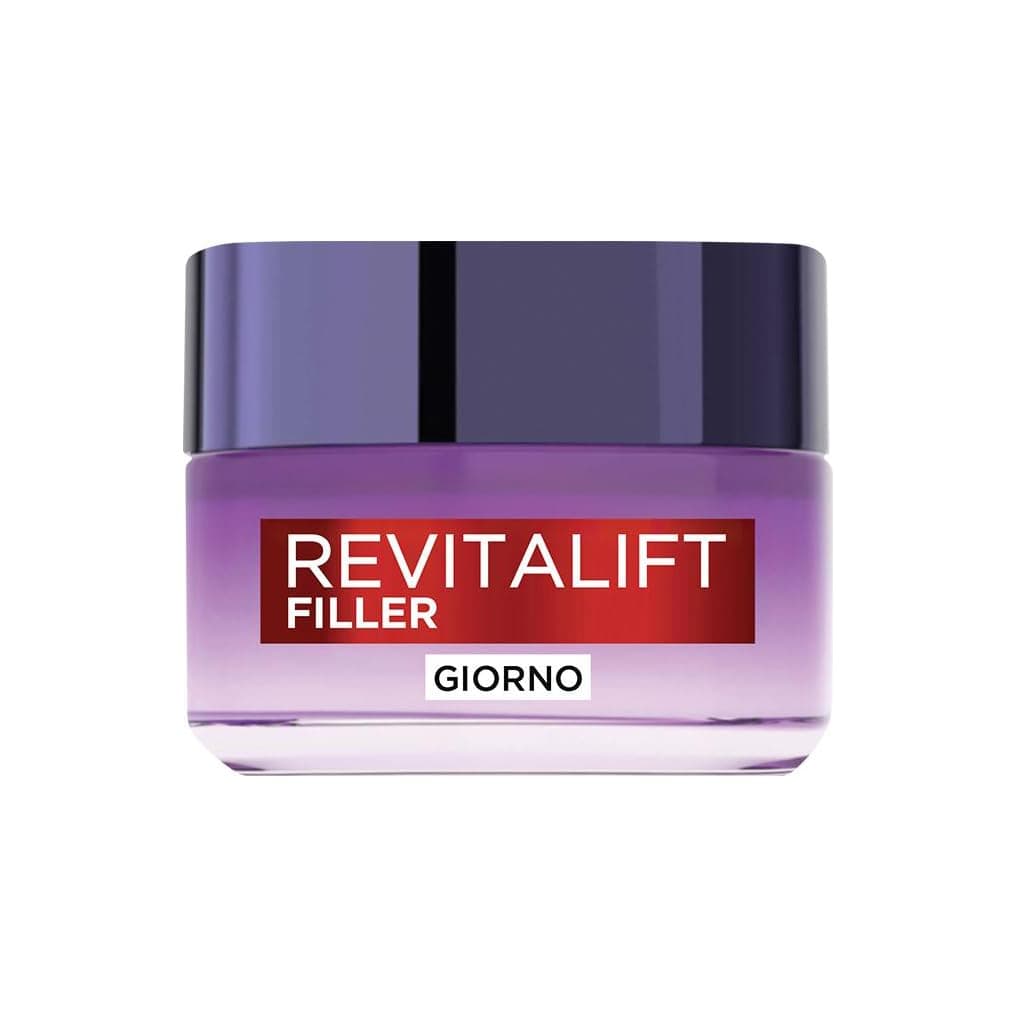 L'Oréal Paris Crema Viso Giorno Revitalift Filler, Per Tutti i Tipi di Pelle, Azione Anti-Rughe, Pelle Rimpolpata a Lungo, con Acido Ialuronico Concentrato, 50 ml