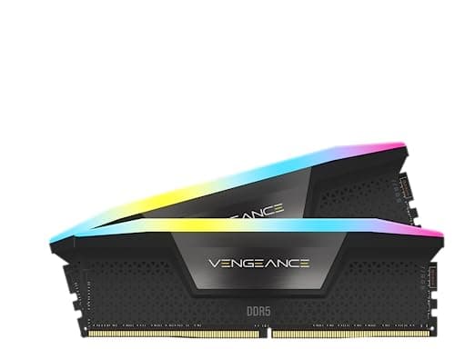 CORSAIR VENGEANCE RGB DDR5 RAM 64GB (2x32GB) 6000MHz CL38 Intel XMP iCUE Compatible Computer Memory - Black (CMH64GX5M2B6000C38)
