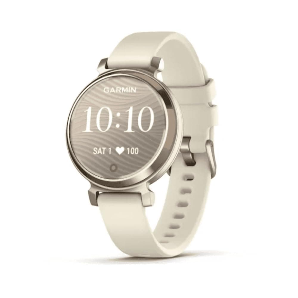 Garmin Lily 2 - Petite Montre connectée et élégante - Cream Gold avec Bracelet Silicone Blanc Coco