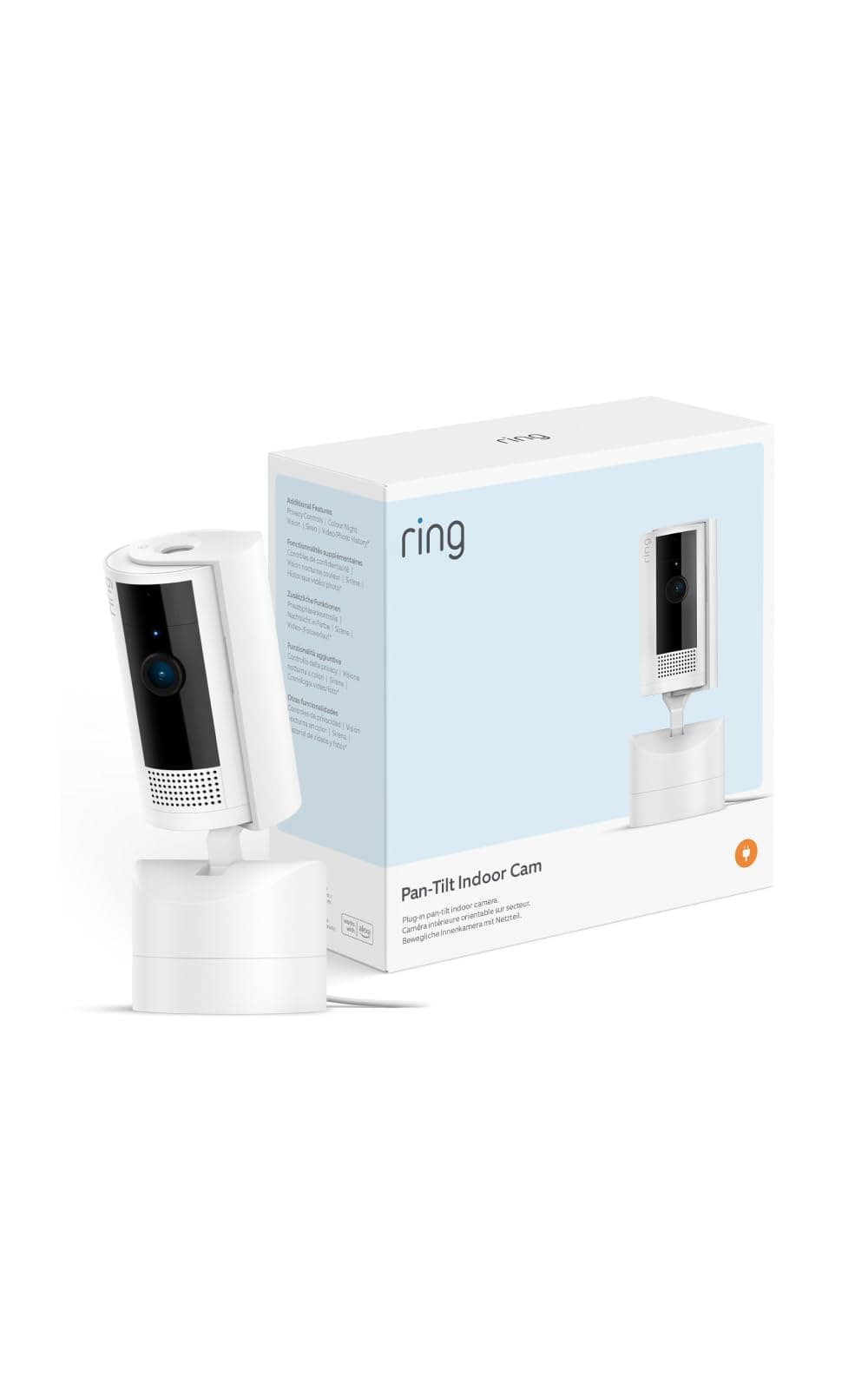 Bewegliche Ring-Innenkamera (Pan-Tilt Indoor Camera) von Amazon | Plug-in-Sicherheitskamera für Haustierbesitzer | 360° schwenkbar, 169° neigbar | 30 Tage Ring Protect