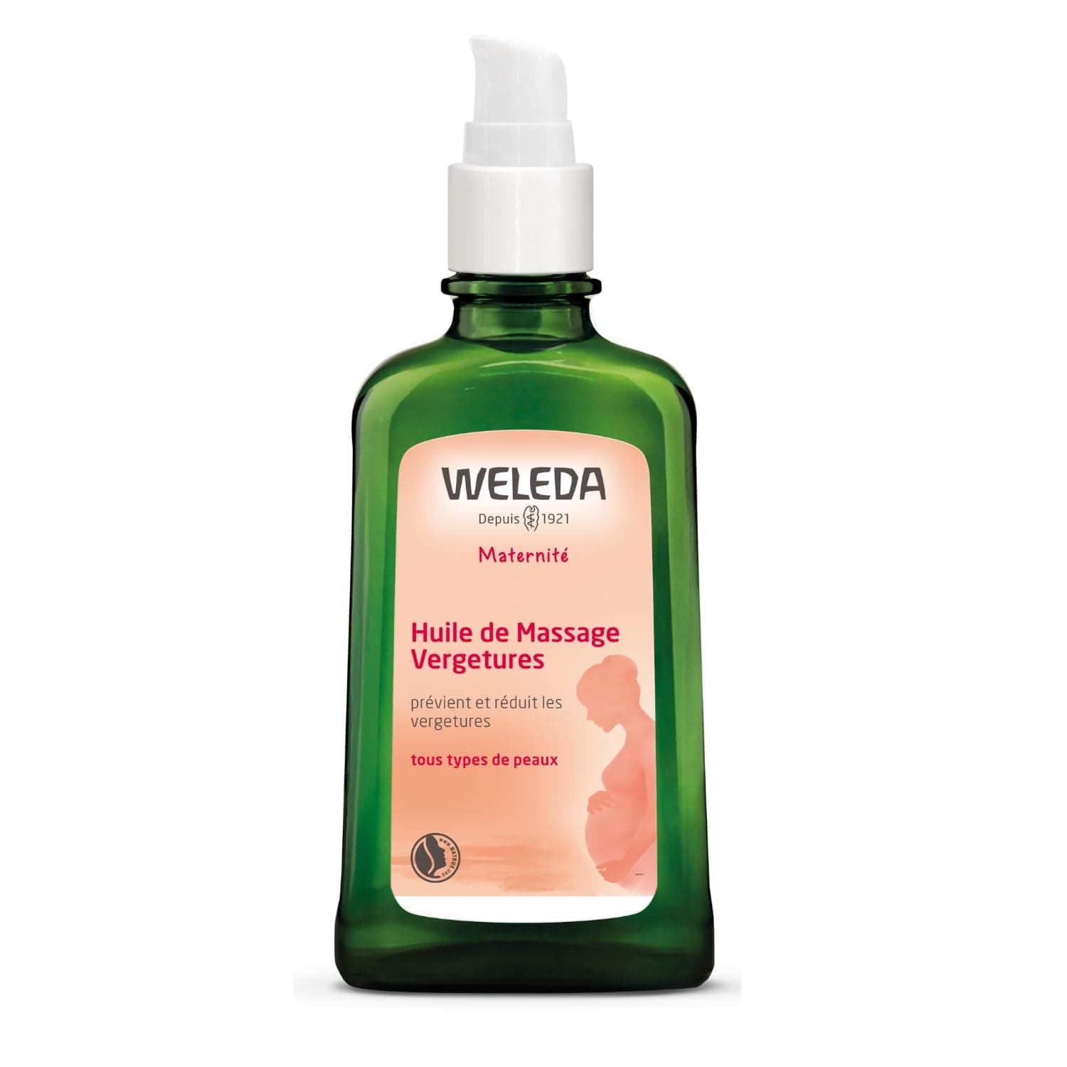 WELEDA - Huile de Massage Vergetures - Prévient et réduit l'apparition des vergetures - Pour femmes enceintes et allaitantes - NATRUE - Vegan - 100 ml