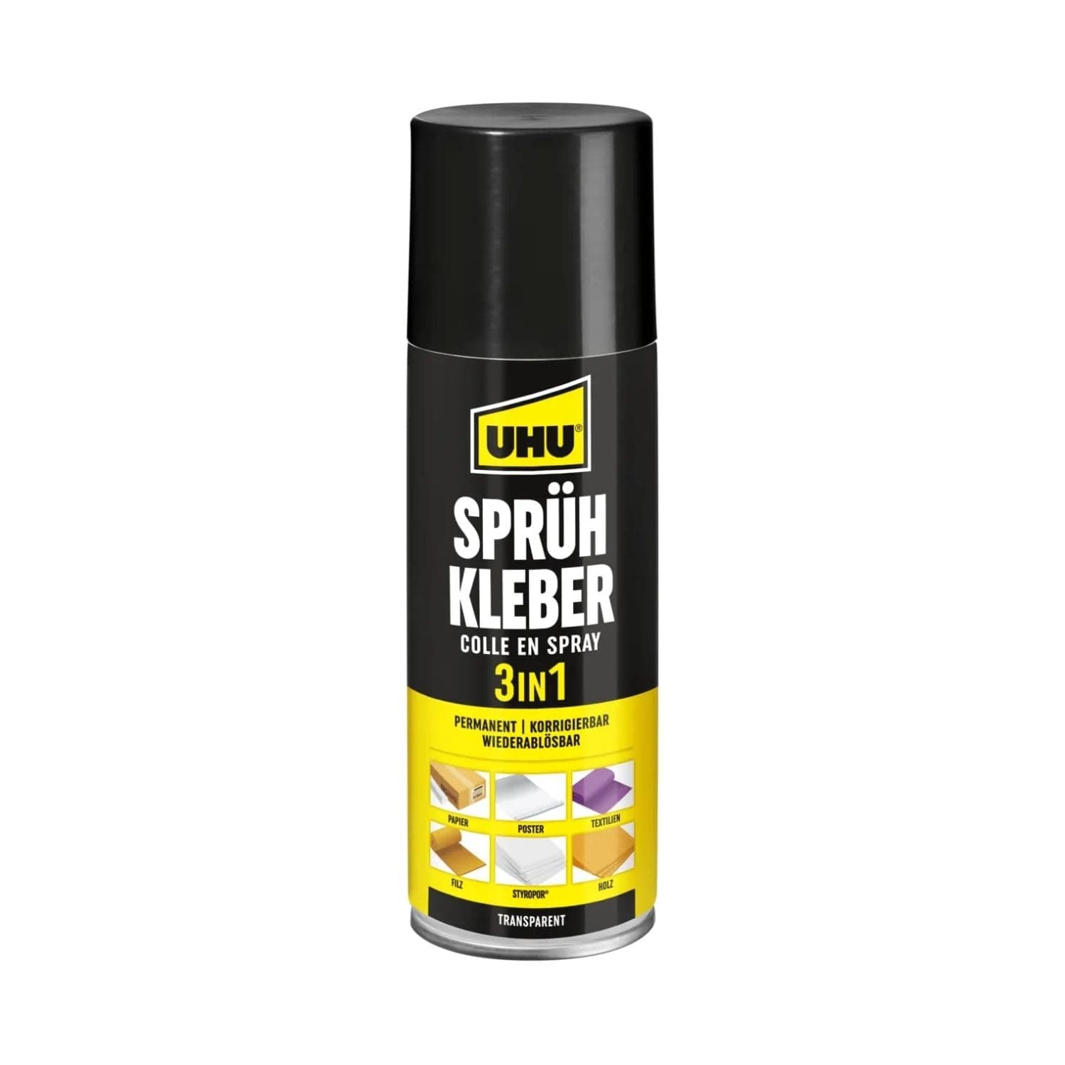 Uhu 48900 - Sprühkleber 3 in 1 Permanent - Korrigierbar - Wieder Ablösbar 200 ml