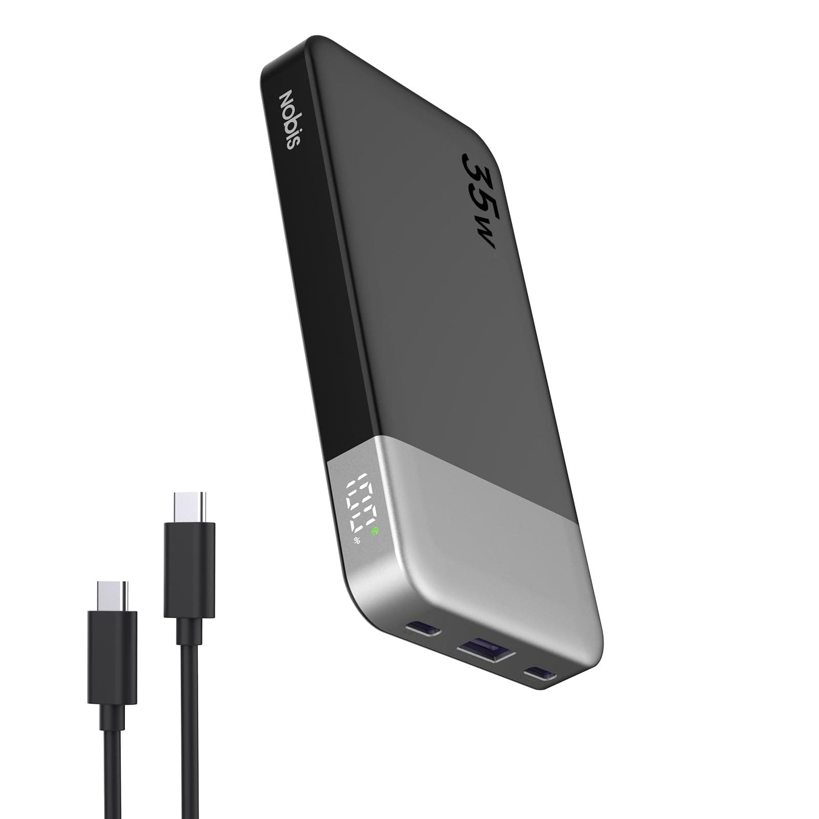 NOBIS 35W Power Bank - Batterie Externe 10000mAh Charge Rapide USB-C avec Affichage Numérique, Chargeur Externe Compatible Téléphone, Tablette et Plus
