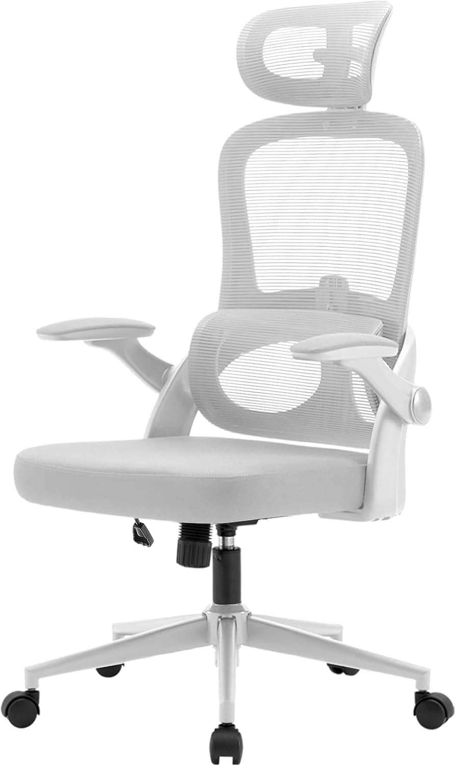 SIHOO M102C Chaise de Bureau Ergonomique en Maille, Chaise de Bureau à Dossier Haut avec accoudoirs 3D, Soutien Lombaire vers Le Haut et vers Le Bas, Travail pivotante pour Ordinateur, Gris