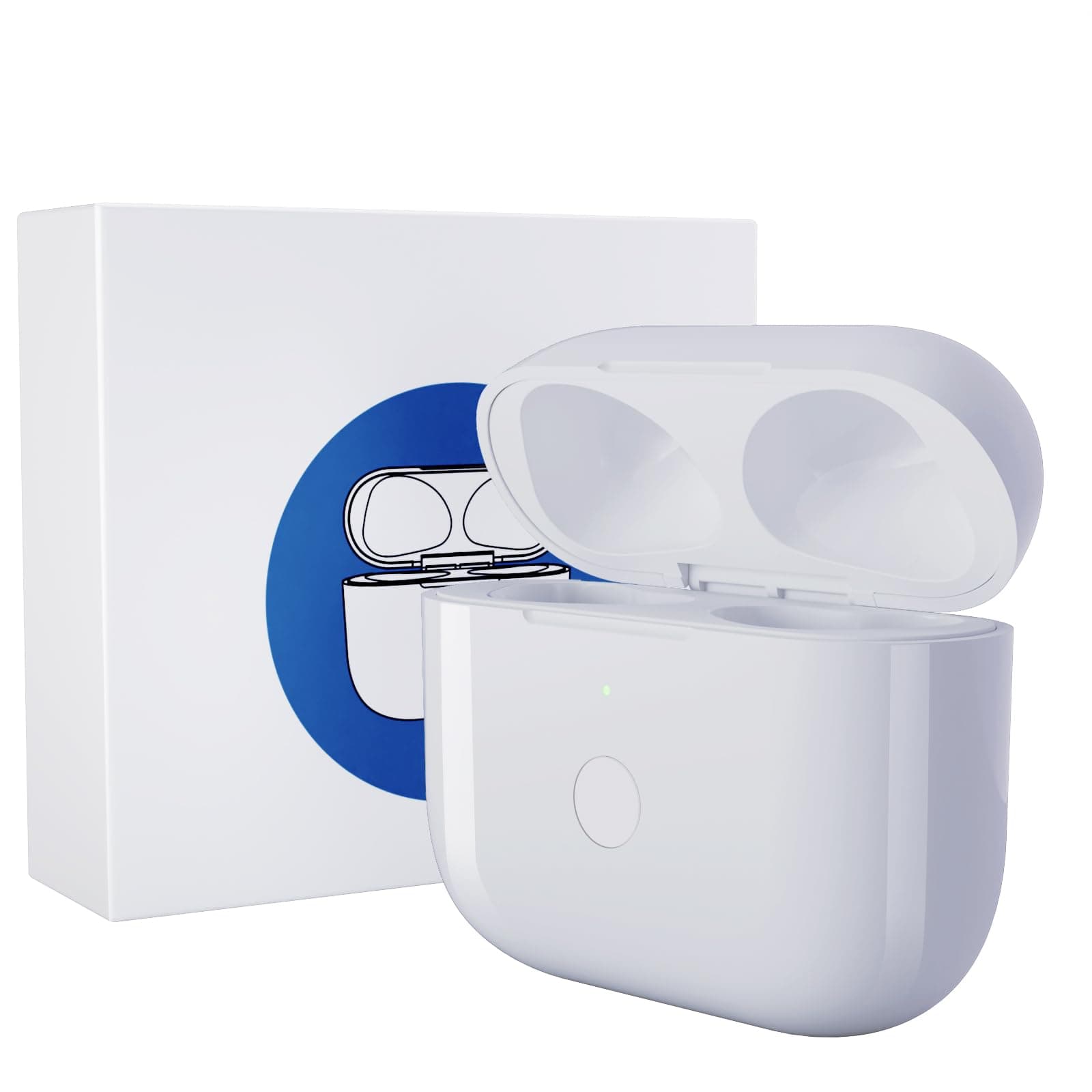 Custodia di Ricarica Wireless Sostitutiva Compatibile con AirPods Pro 1 e Pro 2 Generazione, Custodia di Ricarica da 660 mAh con Pulsante di Sincronizzazione, Ricarica Cablata e Wireless